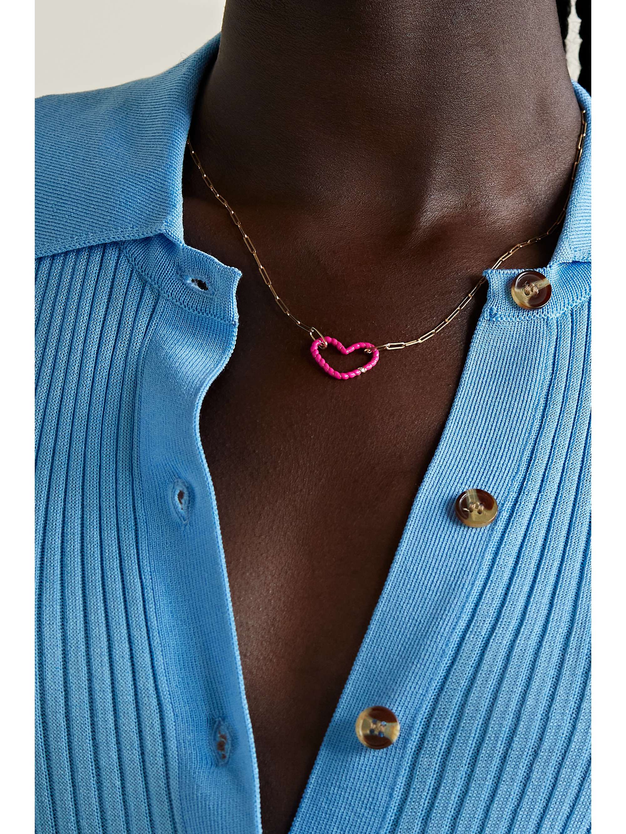 YVONNE LÉON 18-karat and 9-karat gold, enamel and diamond necklace