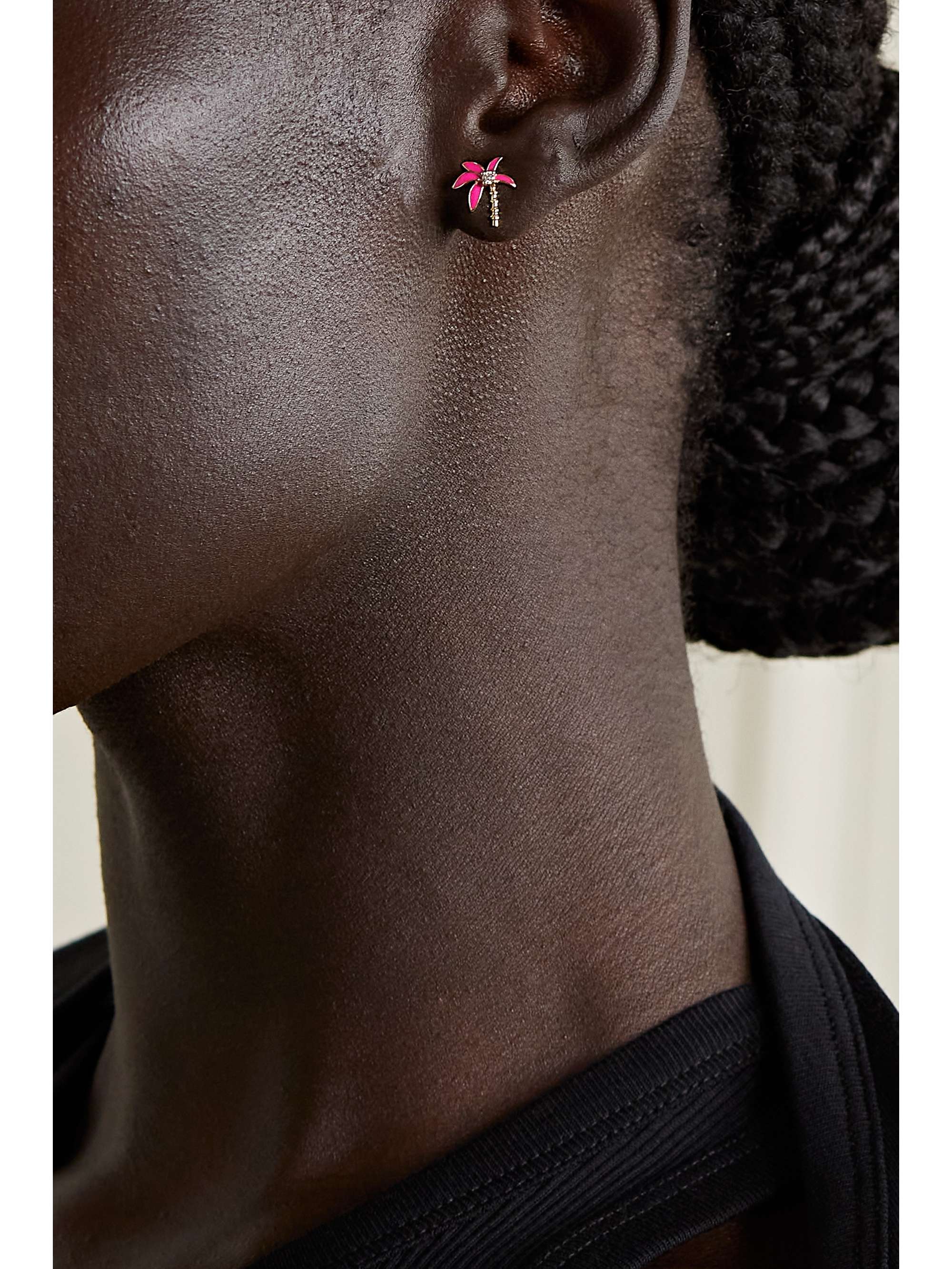 YVONNE LÉON 9-karat gold, enamel and diamond earrings
