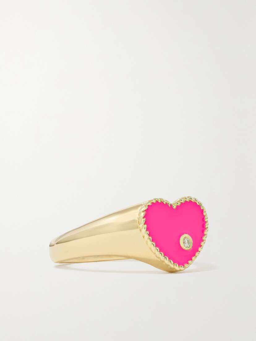Yvonne Léon 9-karat Gold, Enamel And Diamond Ring
