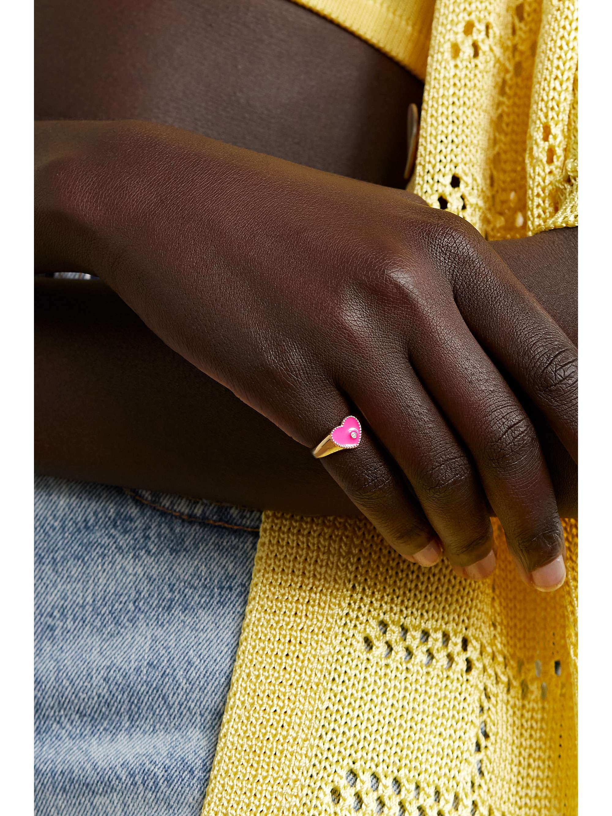 YVONNE LÉON 9-karat gold, enamel and diamond ring