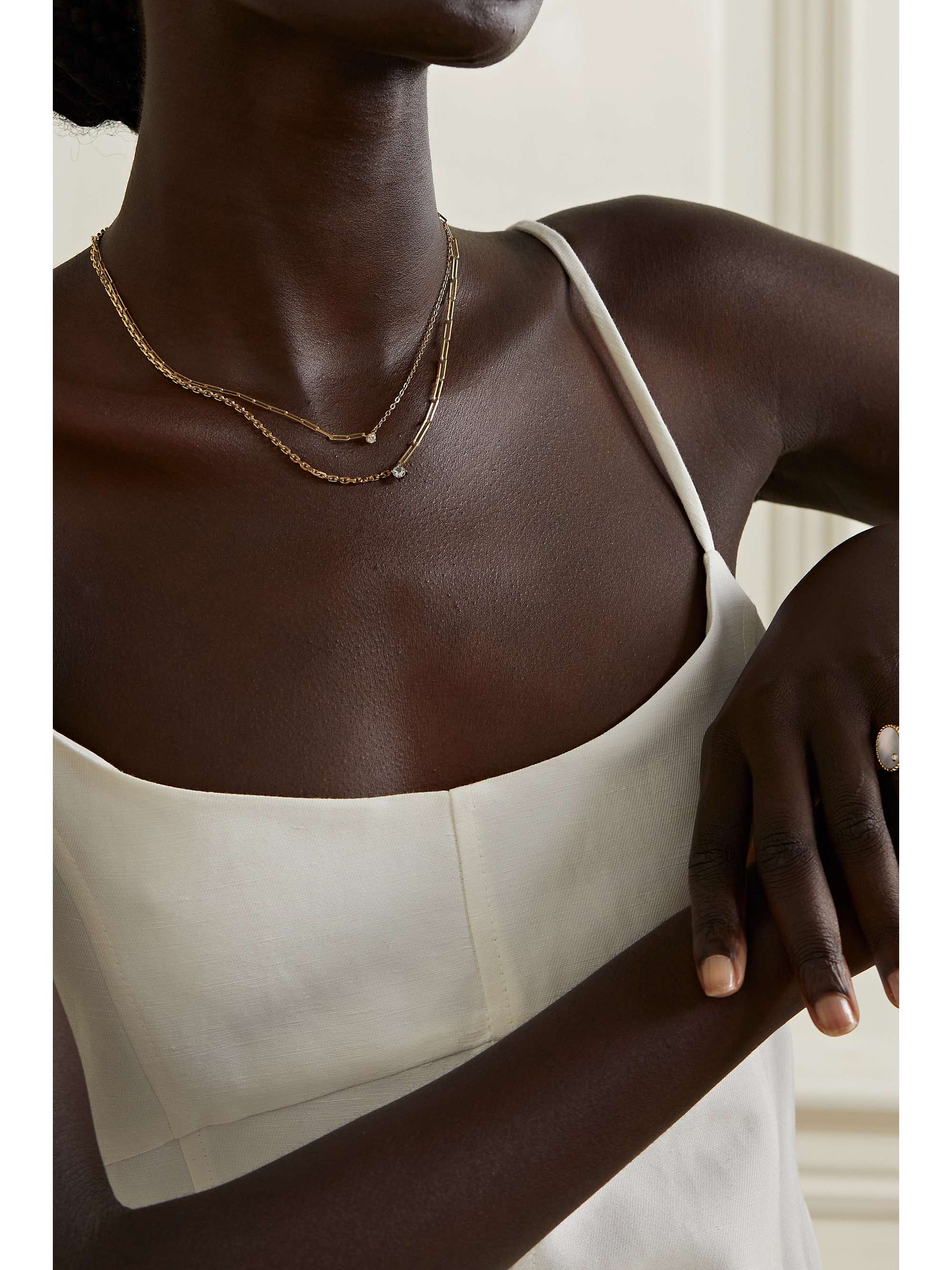 YVONNE LÉON 18-karat gold aquamarine necklace