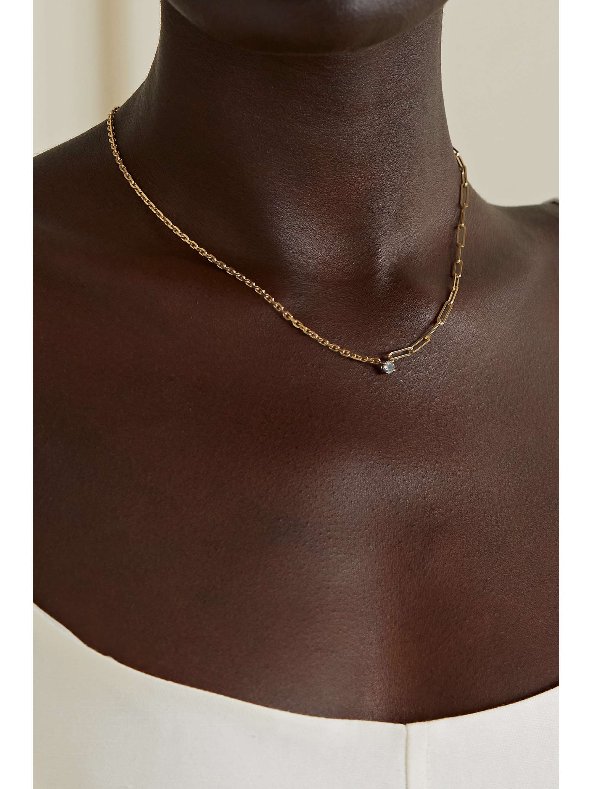 YVONNE LÉON 18-karat gold aquamarine necklace