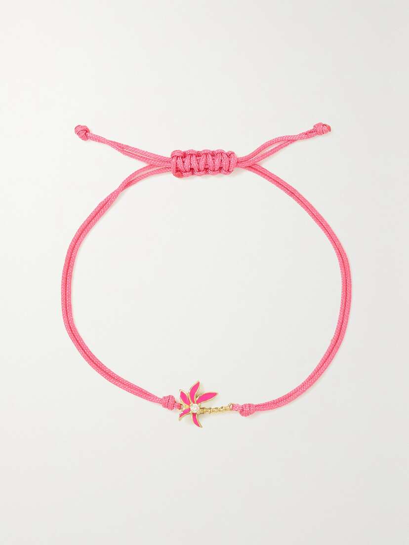 Yvonne Léon 9-karat Gold, Cord, Enamel And Diamond Bracelet