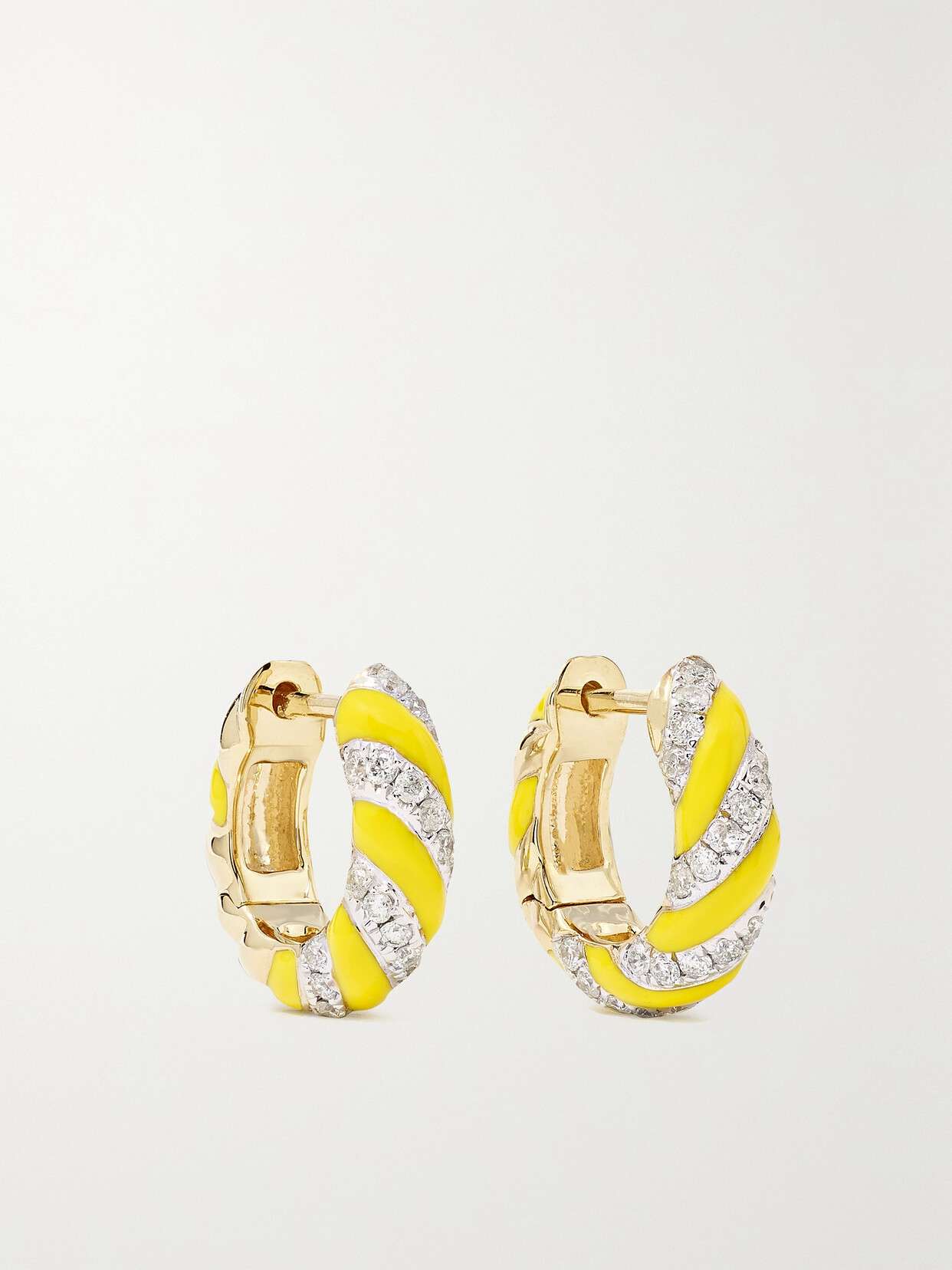 Yvonne Léon 9-karat , Enamel And Diamond Hoop Earrings