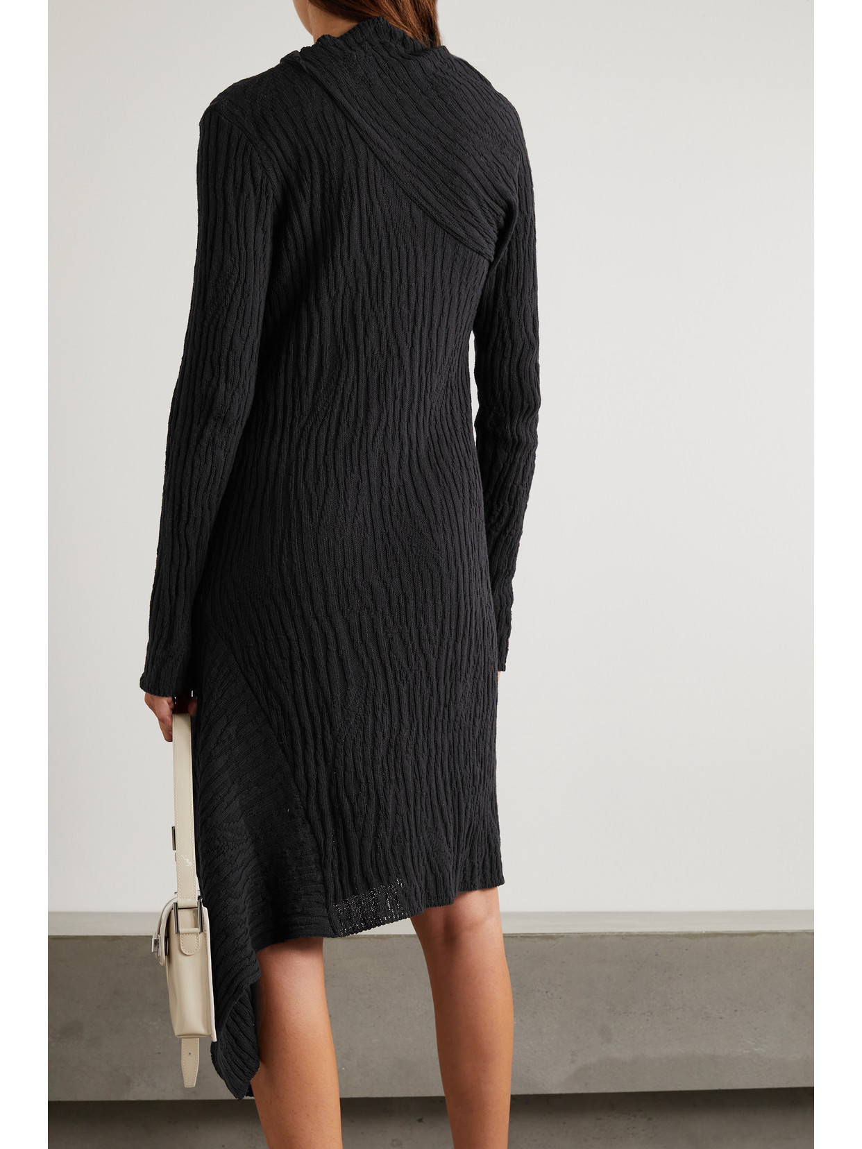 MARQUES' ALMEIDA DRAPED RIBBED RECYCLED COTTON DRESS