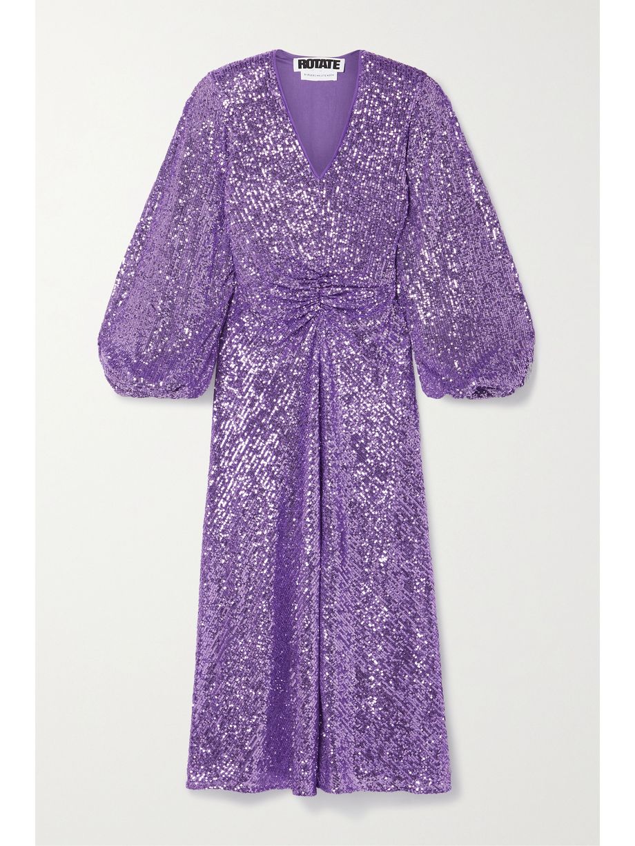 Sequin Midi Dress Purple