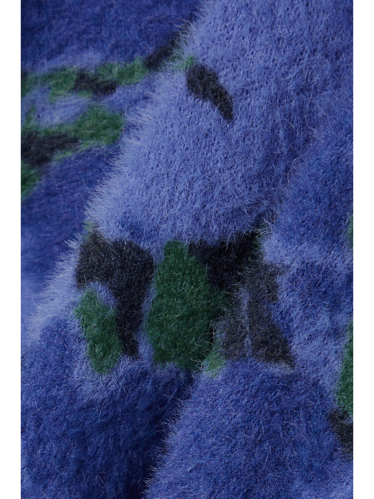 Rotate Birger Christensen Birdy Cropped Printed Brushed Knitted Top In Blue