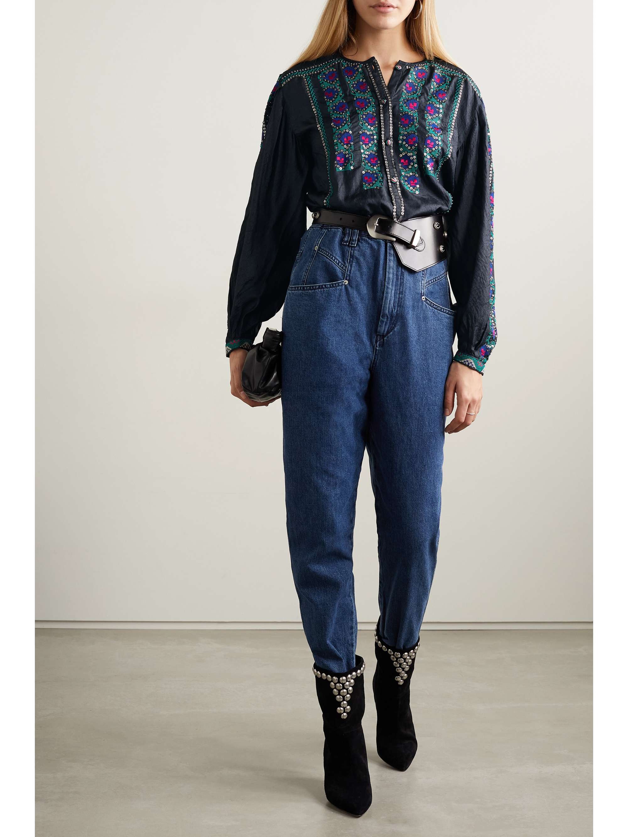 ISABEL MARANT Ciskalia embellished silk-voile blouse