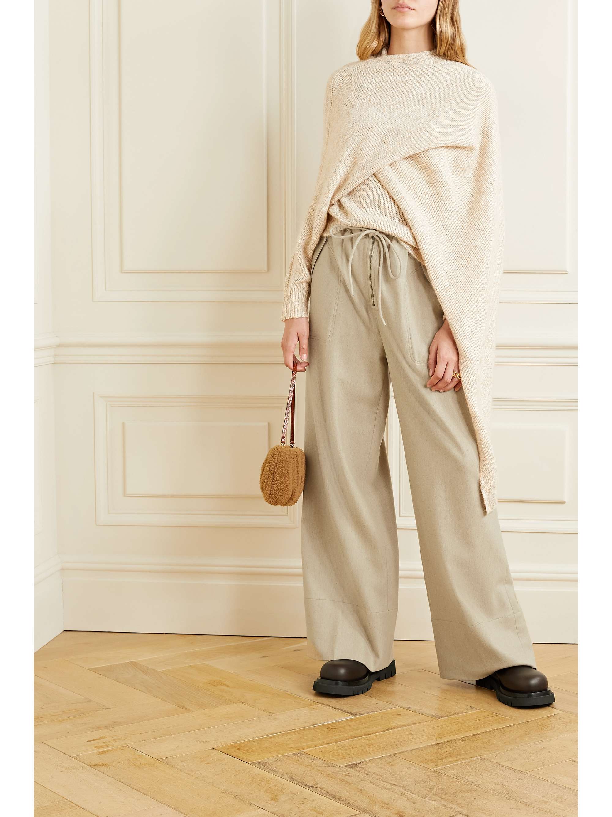 Beige Tanja wool-blend wide-leg pants 