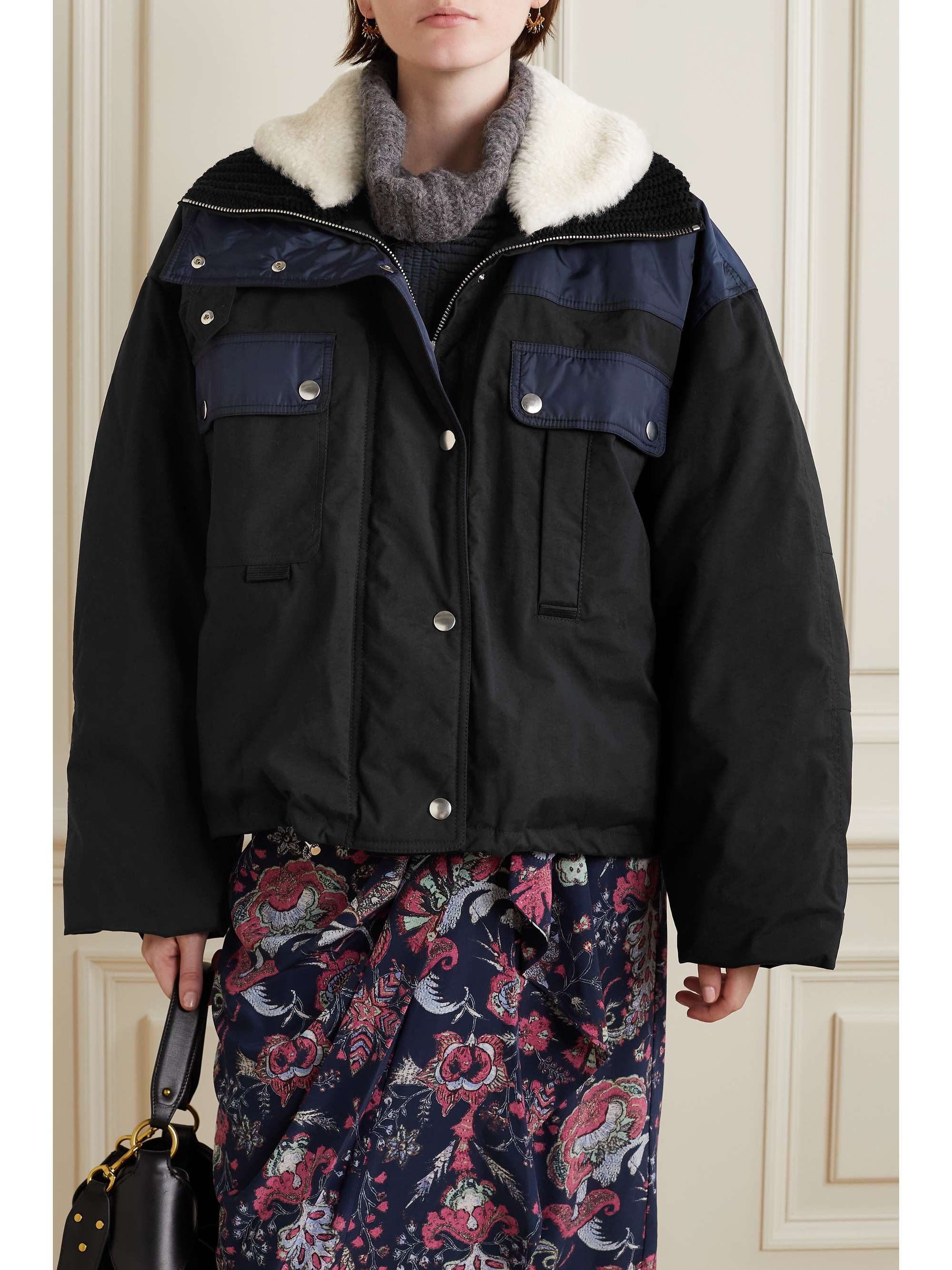 ISABEL MARANT Dellazia shearling-trimmed padded shell bomber jacket