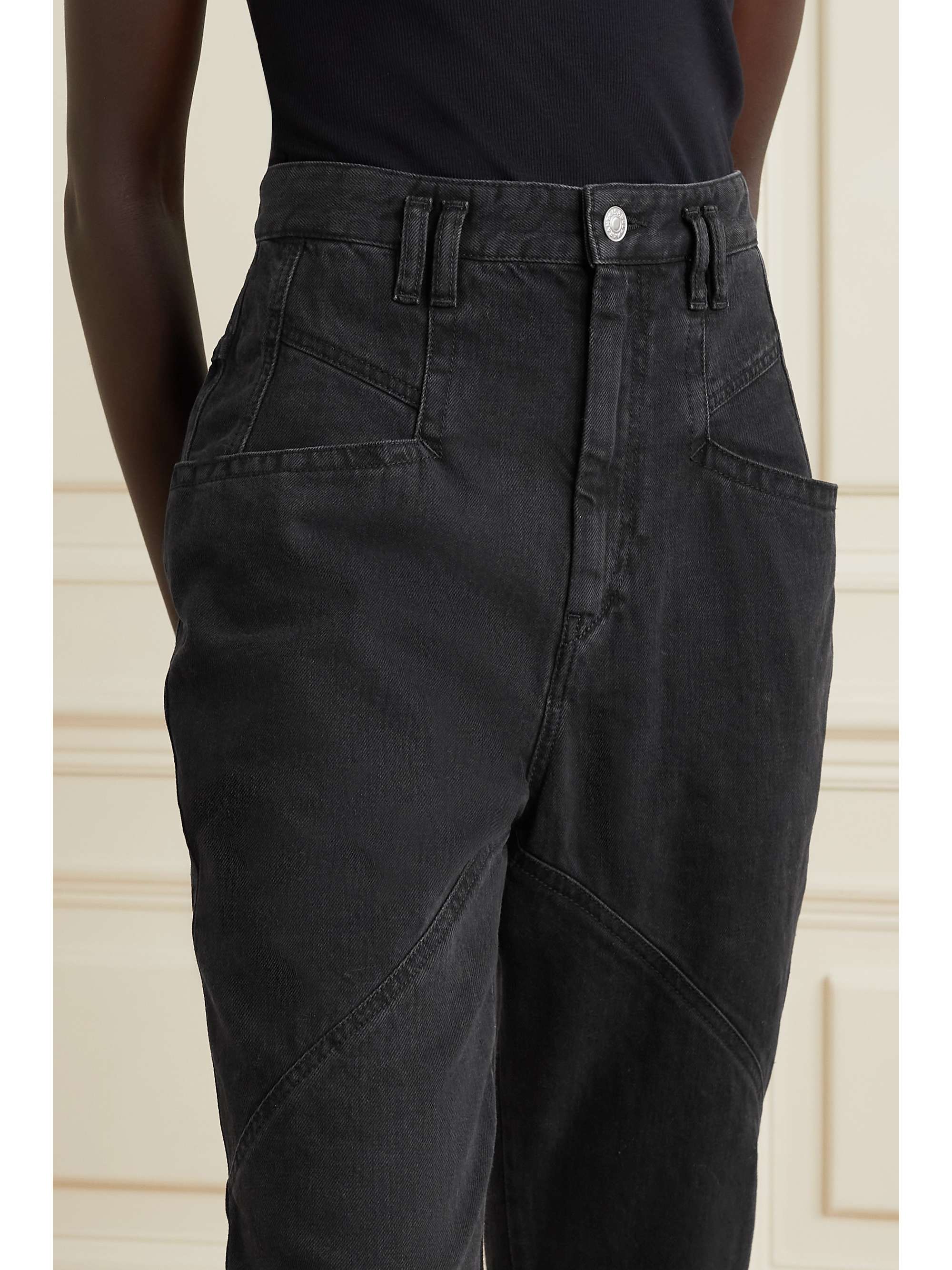 ISABEL MARANT Nadeloisa paneled high-rise tapered jeans