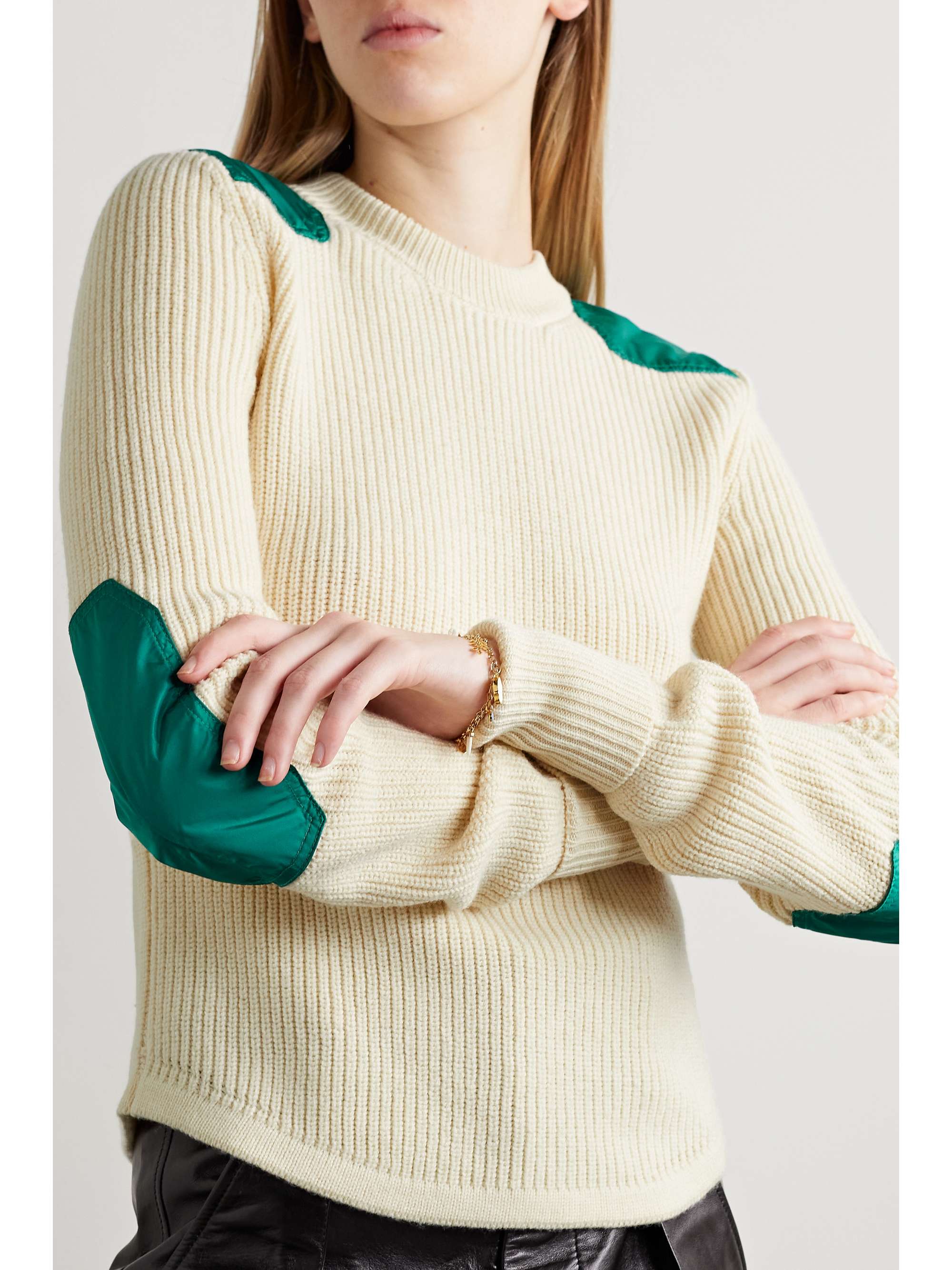 ISABEL MARANT Derry shell-trimmed ribbed wool-blend sweater