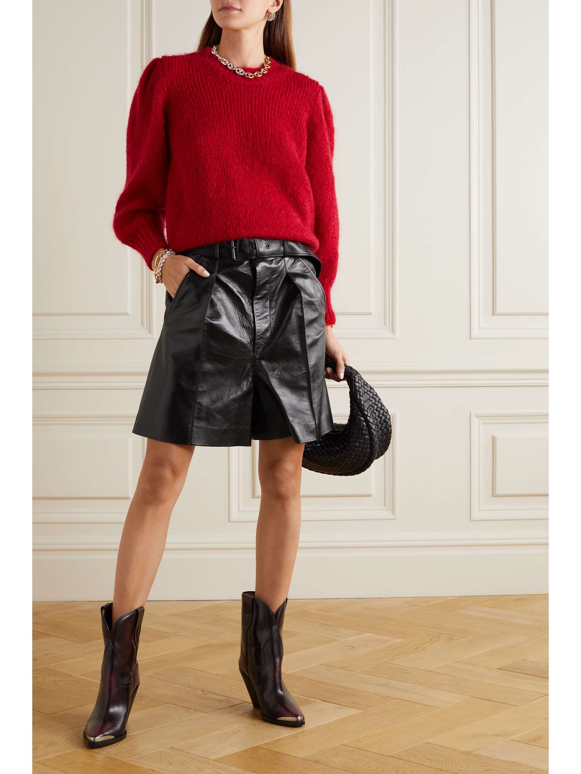 Black Balilaz belted leather shorts 