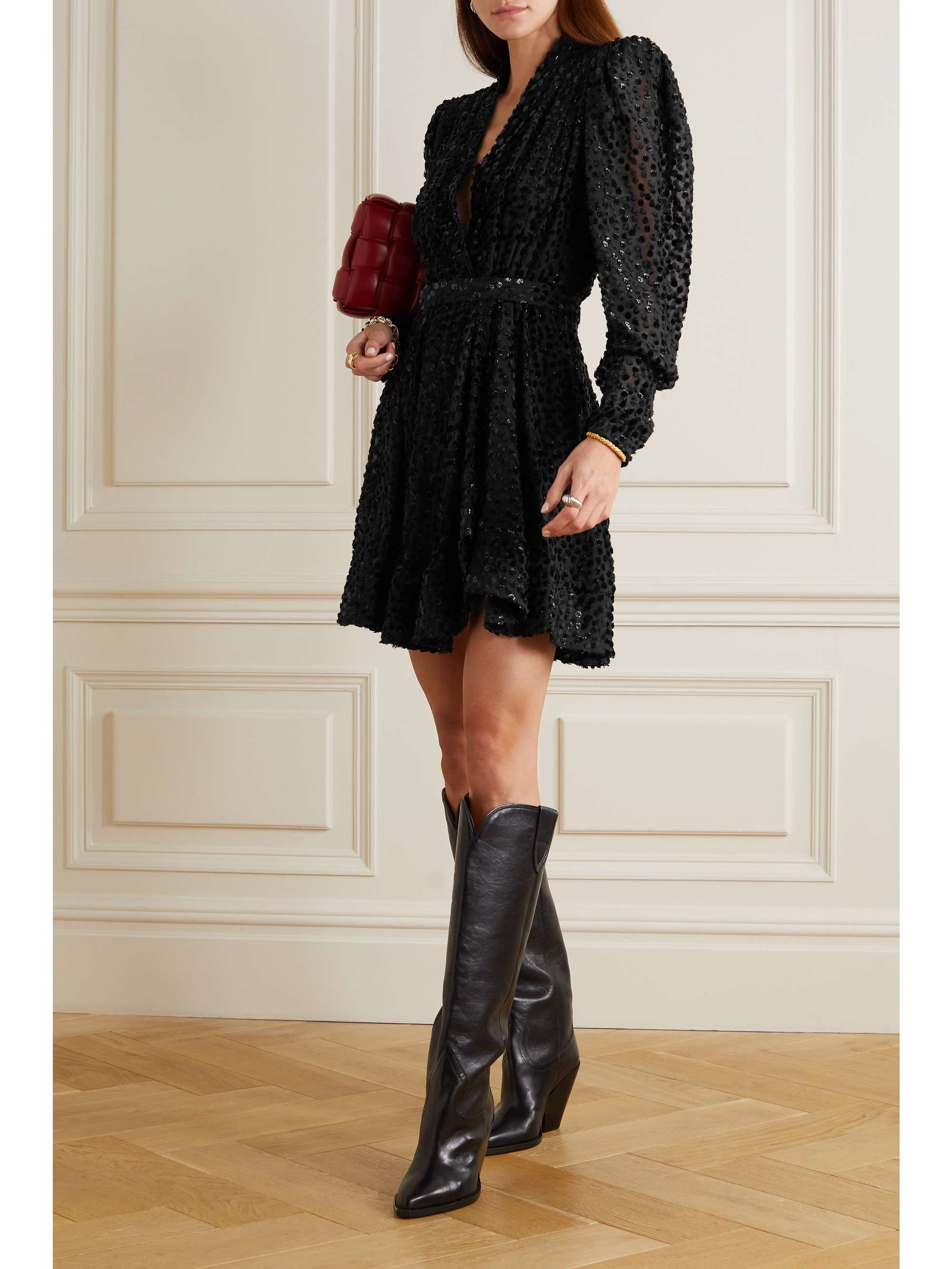 ISABEL MARANT Melyo metallic devoré-velvet mini dress