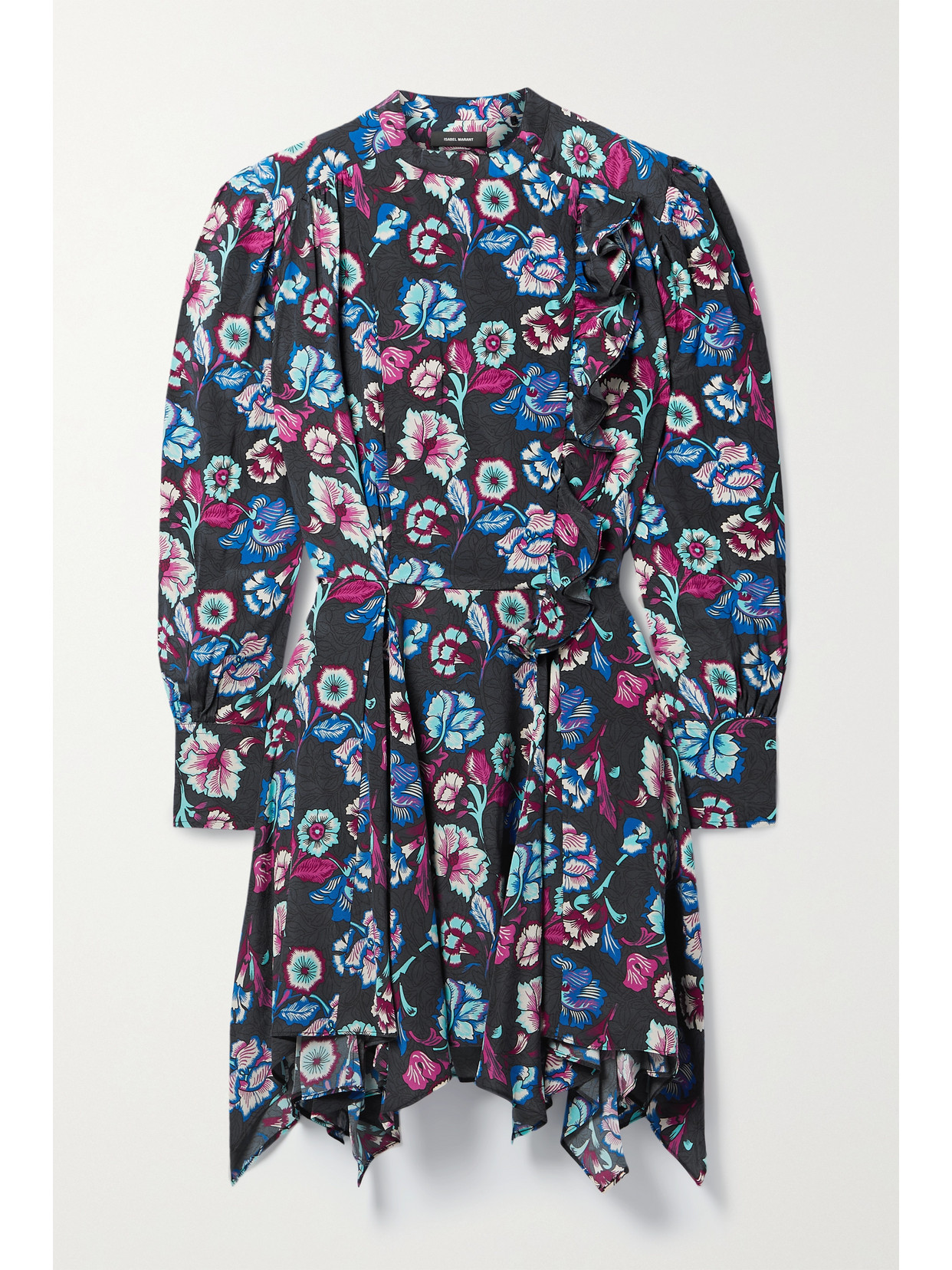 Isabel Marant Verikio Ruffled Floral-print Silk Mini Dress In Multi