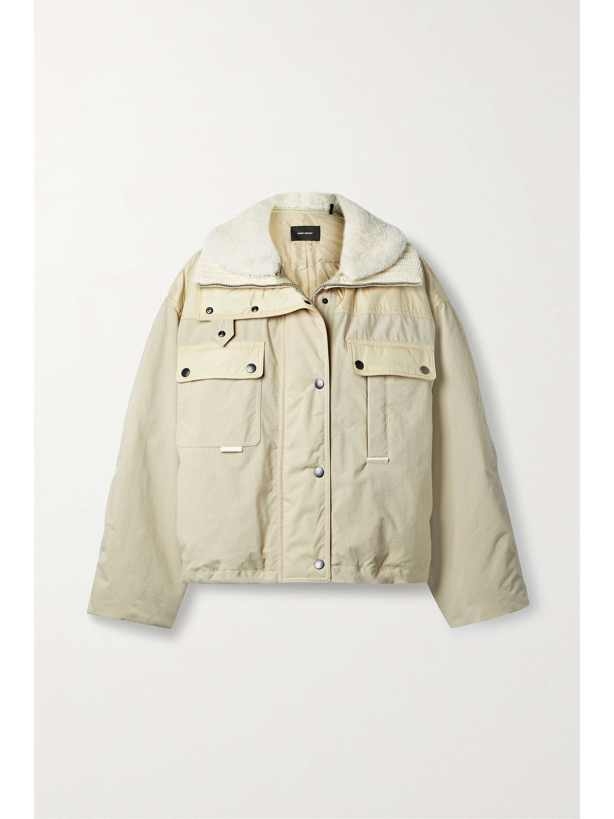 Ecru Dellazia shearling-trimmed padded 