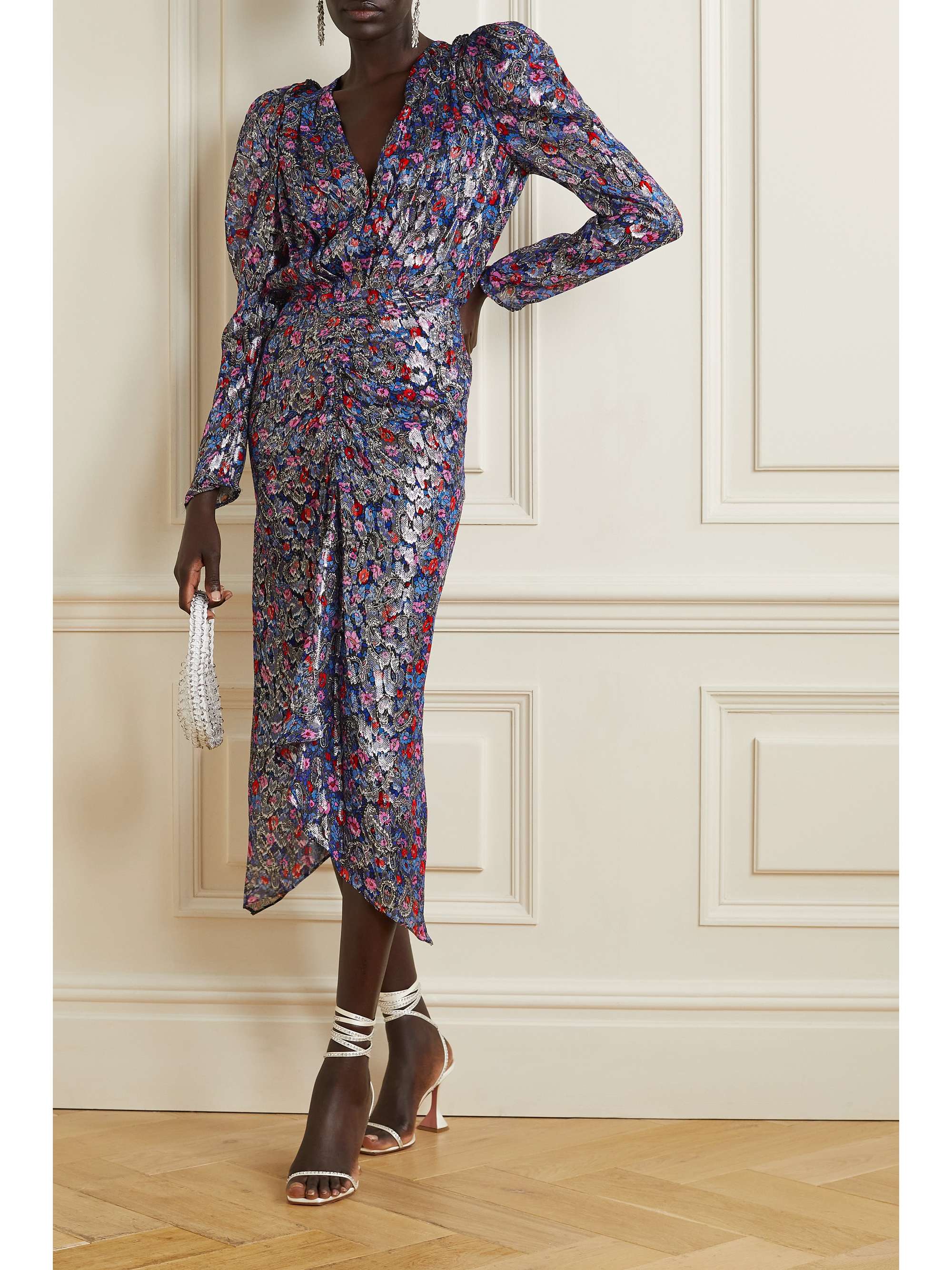 ISABEL MARANT Marayli printed fil coupé silk and Lurex-blend midi dress