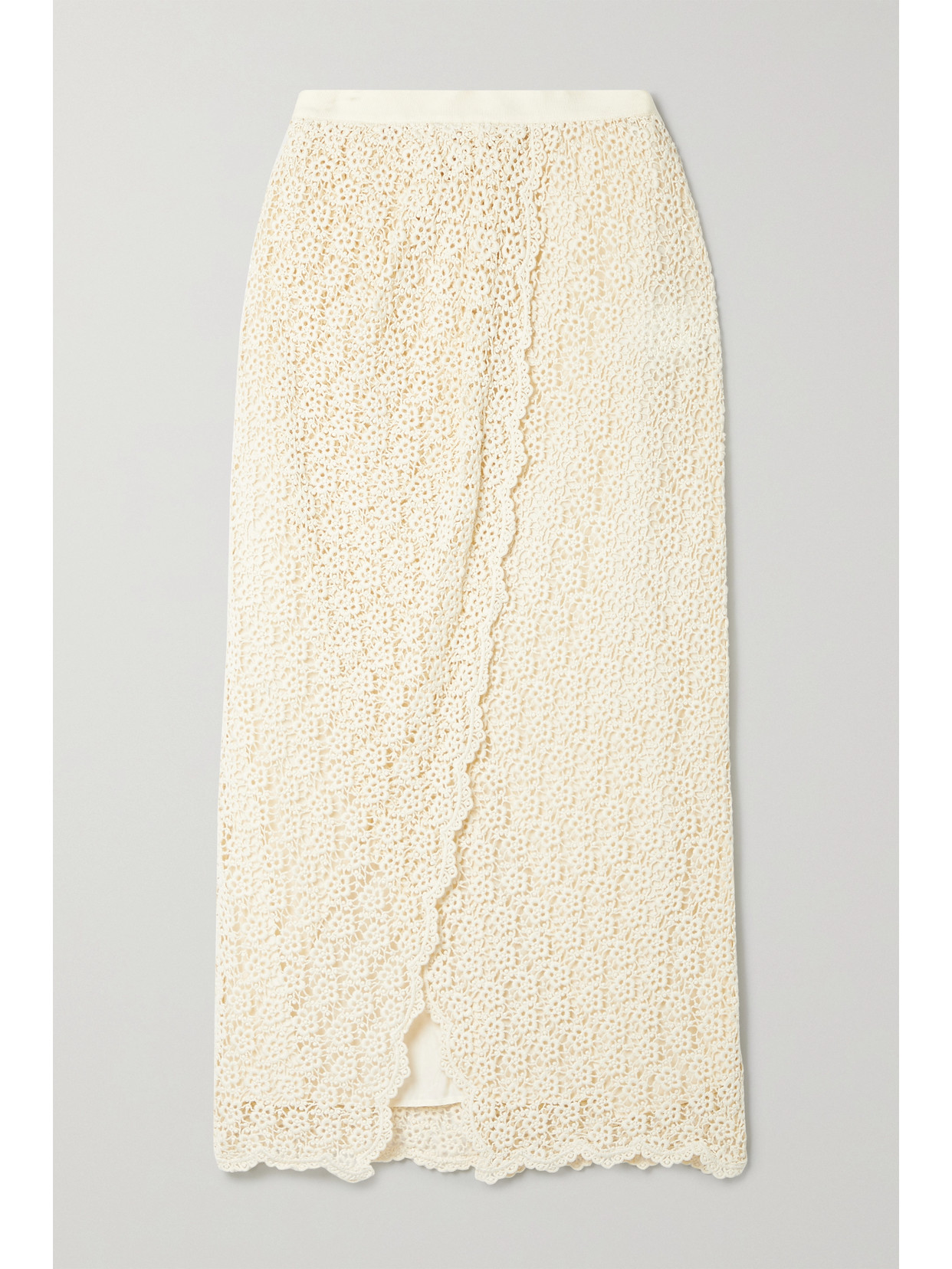 Isabel Marant Evelina Wrap-effect Cotton Guipure Lace Midi Skirt