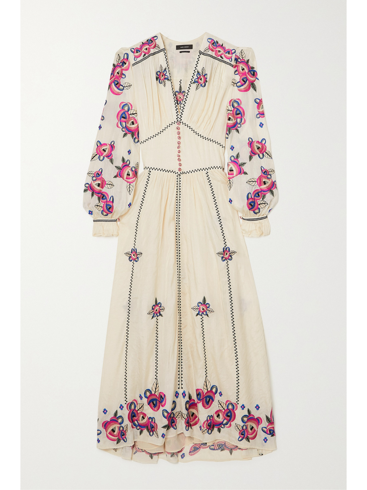 Isabel Marant Moyrae Embroidered Silk-crepe Maxi Dress In Ecru