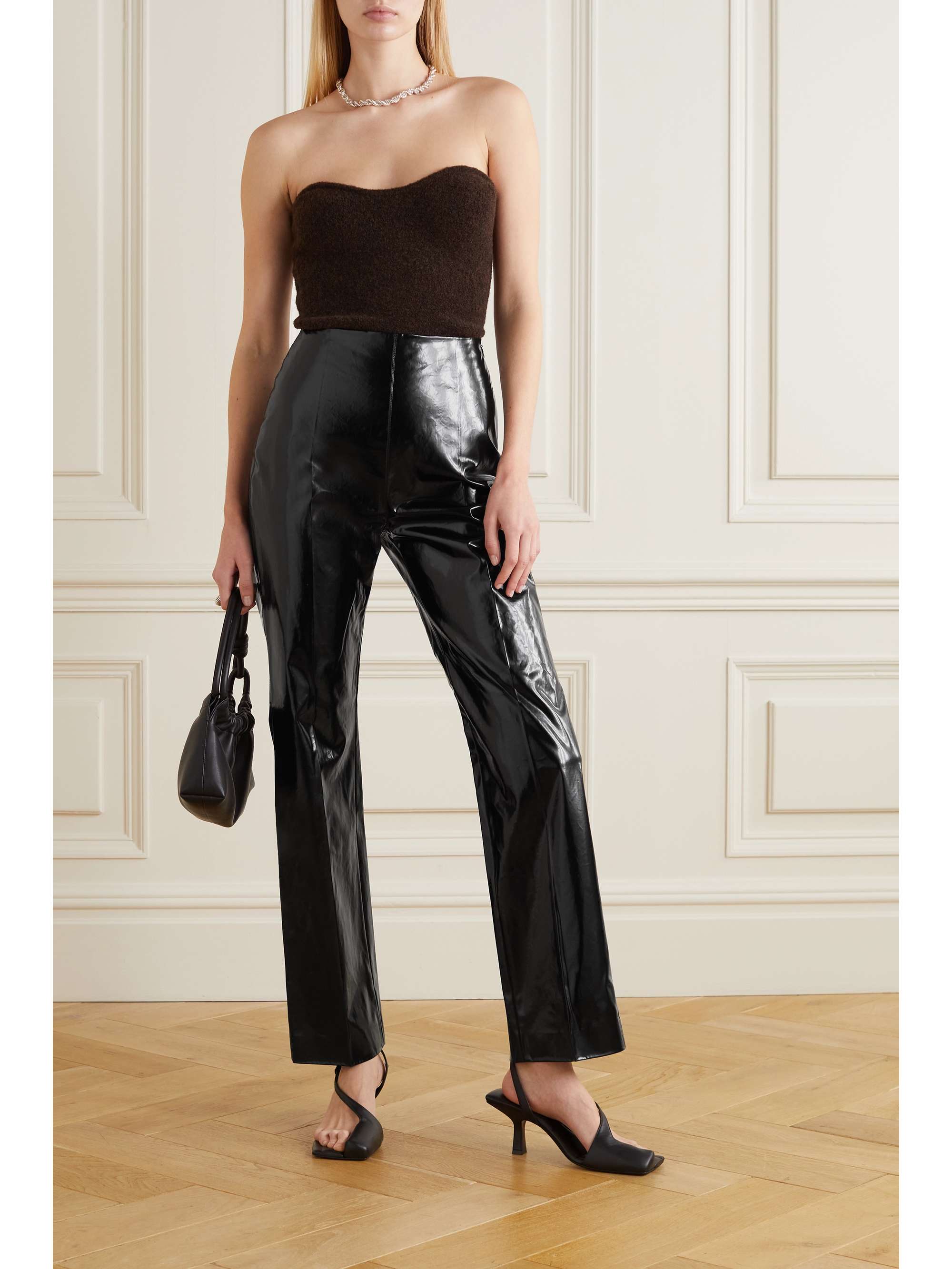 Black Maggie patent vegan leather 