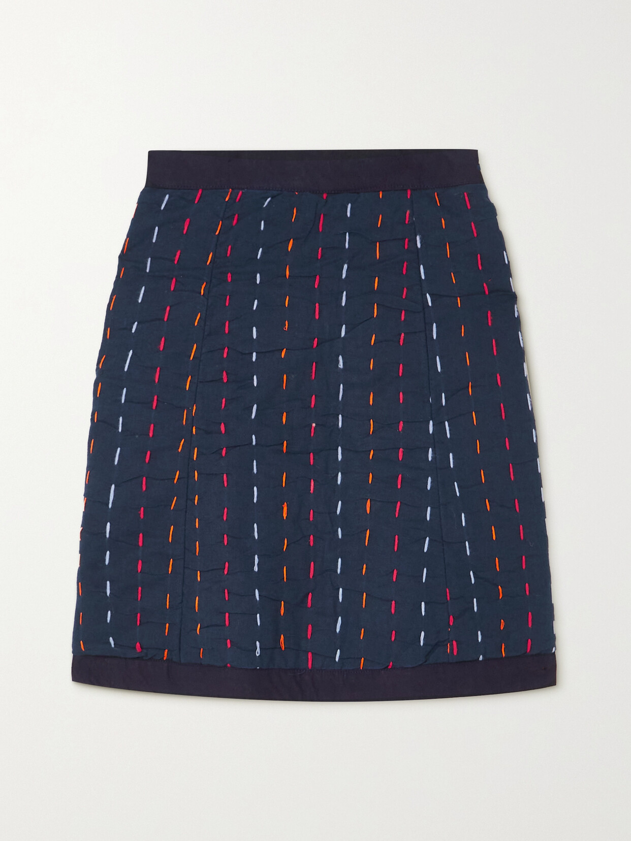 SINDISO KHUMALO + The Vanguard Angela Embroidered Hemp And Cotton-blend Mini Skirt - Blue
