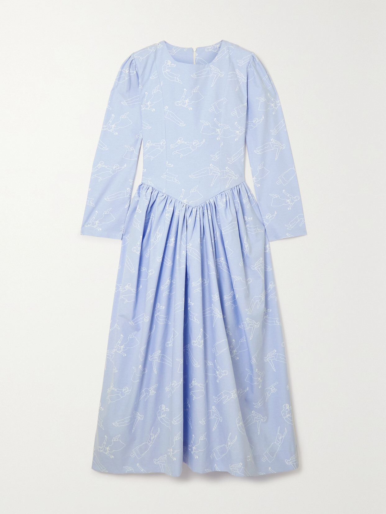 Sindiso Khumalo + The Vanguard Miss Lucie Printed Cotton-chambray Midi Dress In Blue