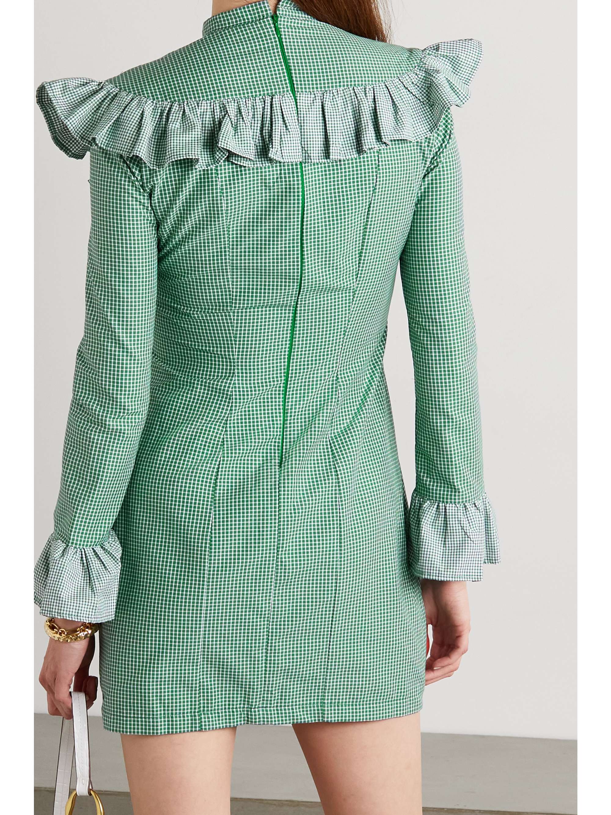 SINDISO KHUMALO + The Vanguard Miss Swati ruffled embroidered checked cotton mini dress