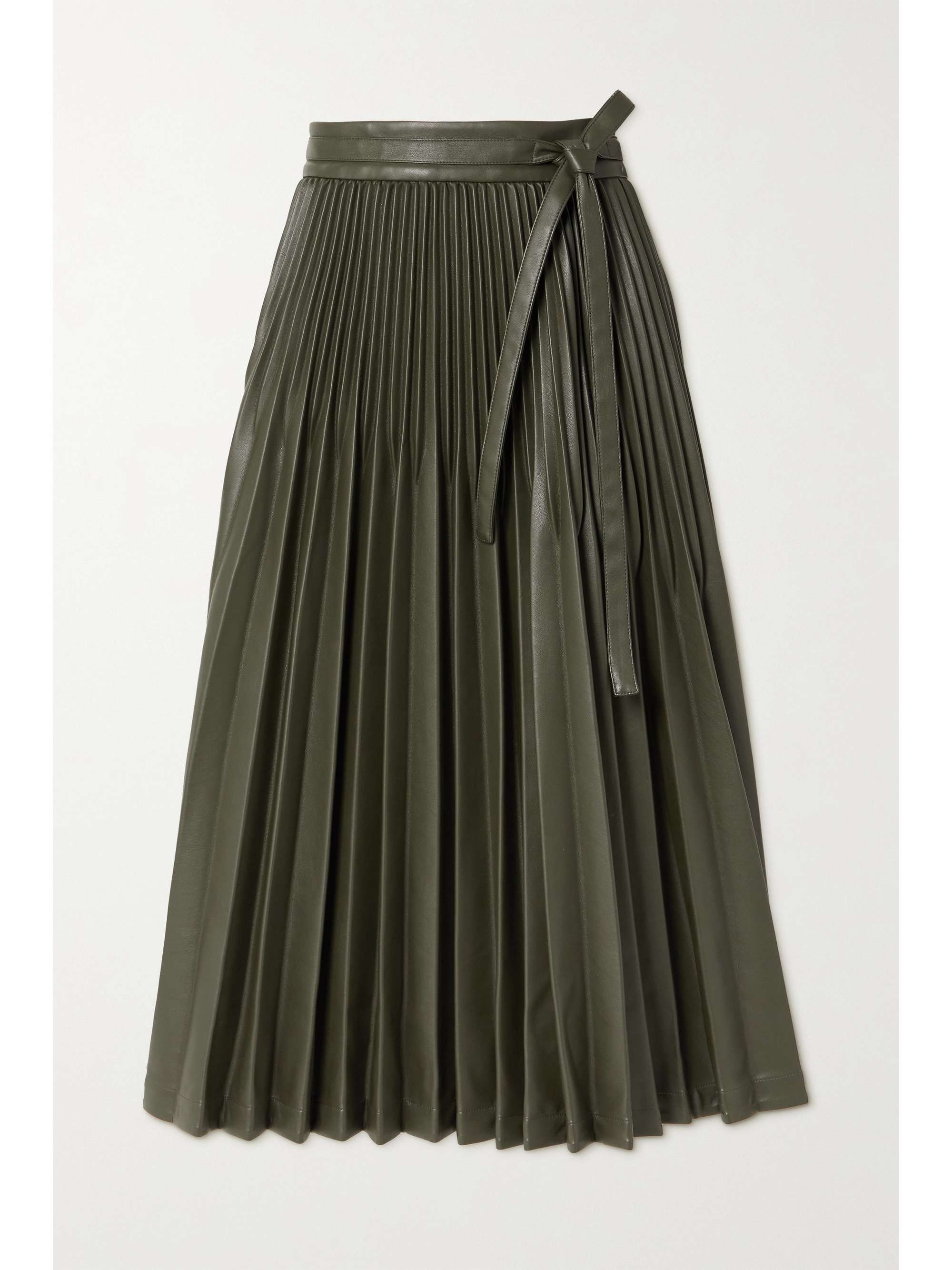 army green pleated skirt