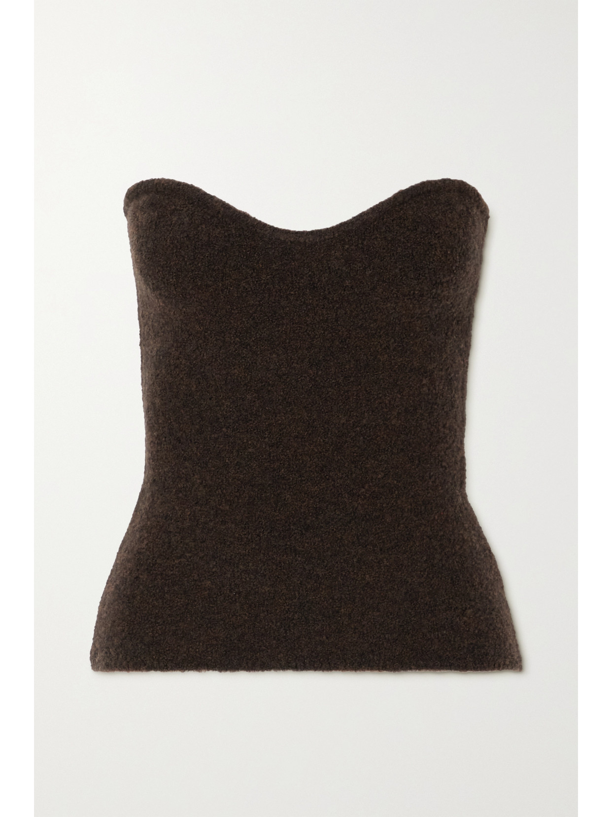 Nanushka Meo Strapless Wool-blend Bouclé Top In Brown