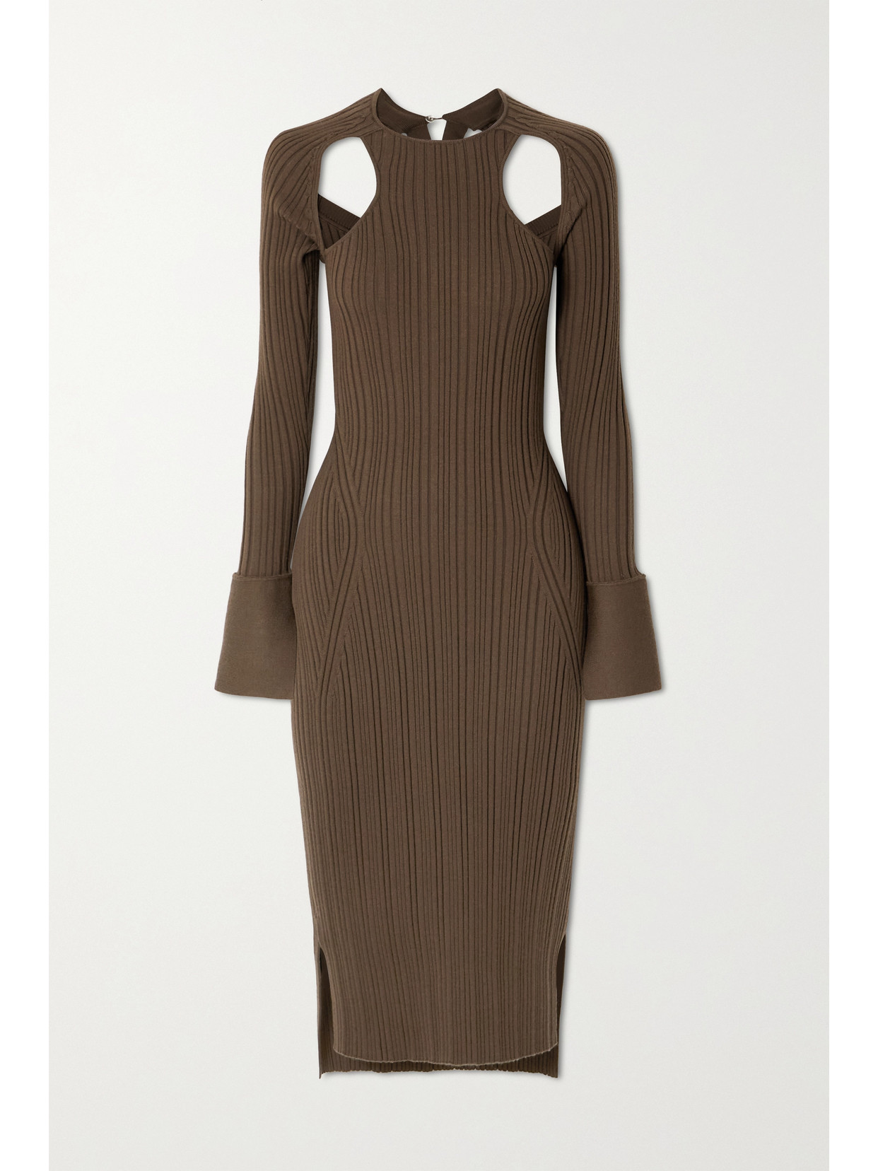 3.1 PHILLIP LIM CUTOUT RIBBED WOOL-BLEND MIDI DRESS