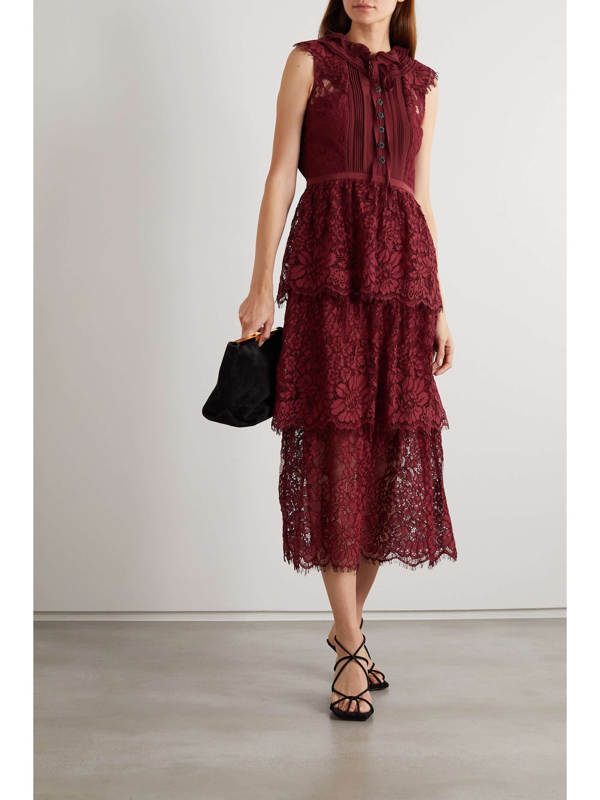burgundy tiered dress