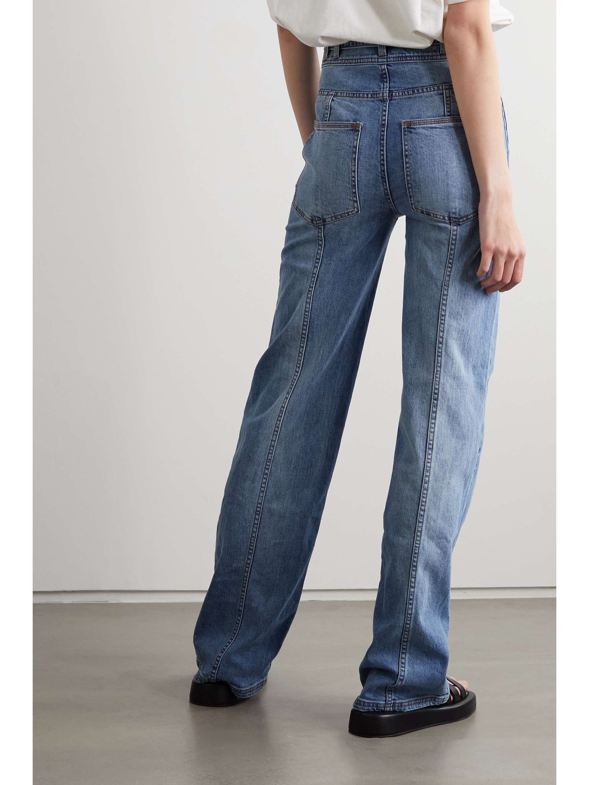 Mid denim Abrams belted high-rise wide 