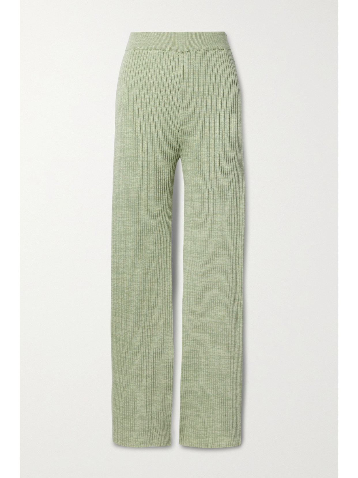 ANNA QUAN Jordon Ribbed Cotton Wide-leg Pants - Green