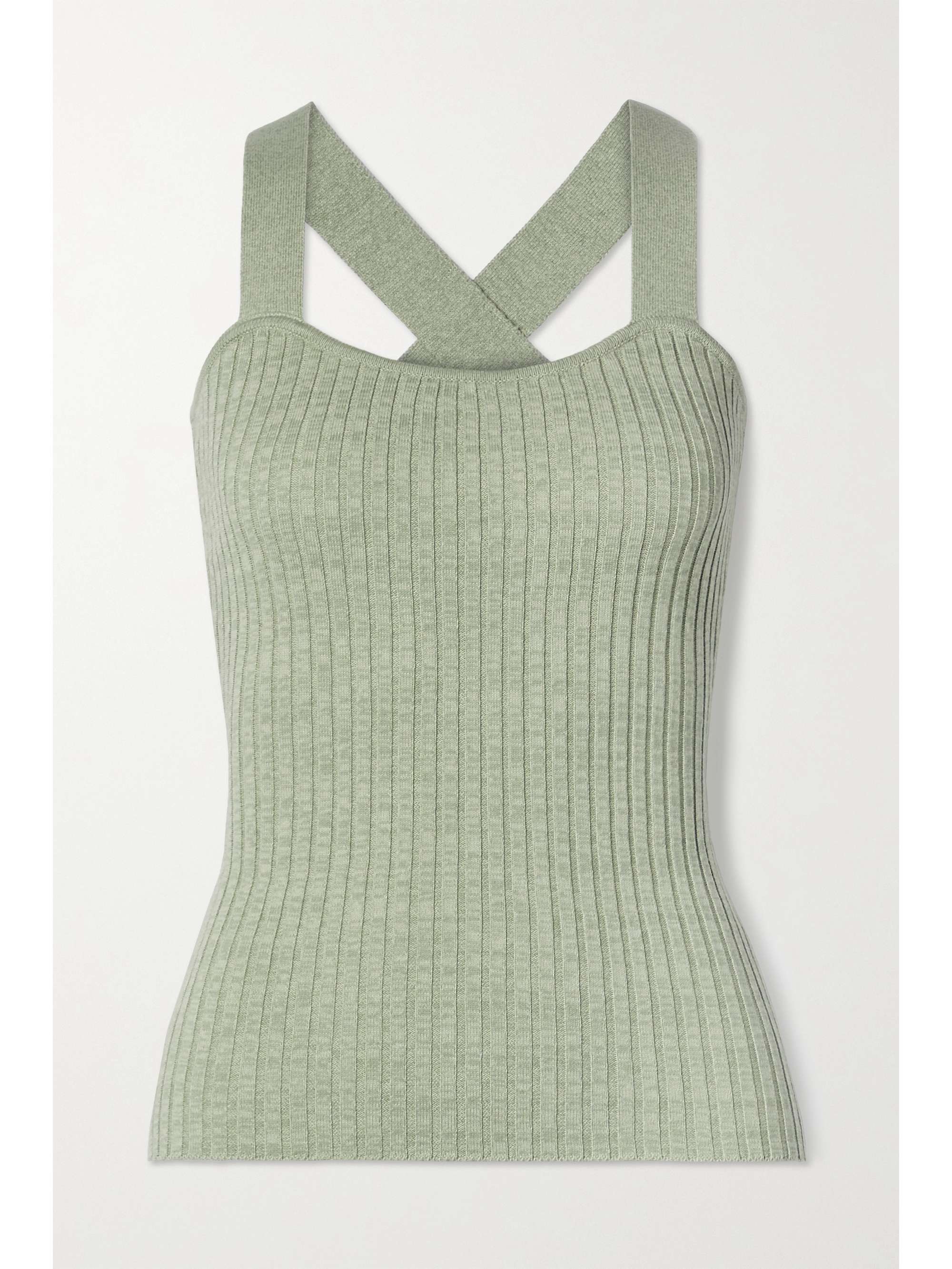 Sage green Linnea ribbed cotton tank | ANNA QUAN | NET-A-PORTER