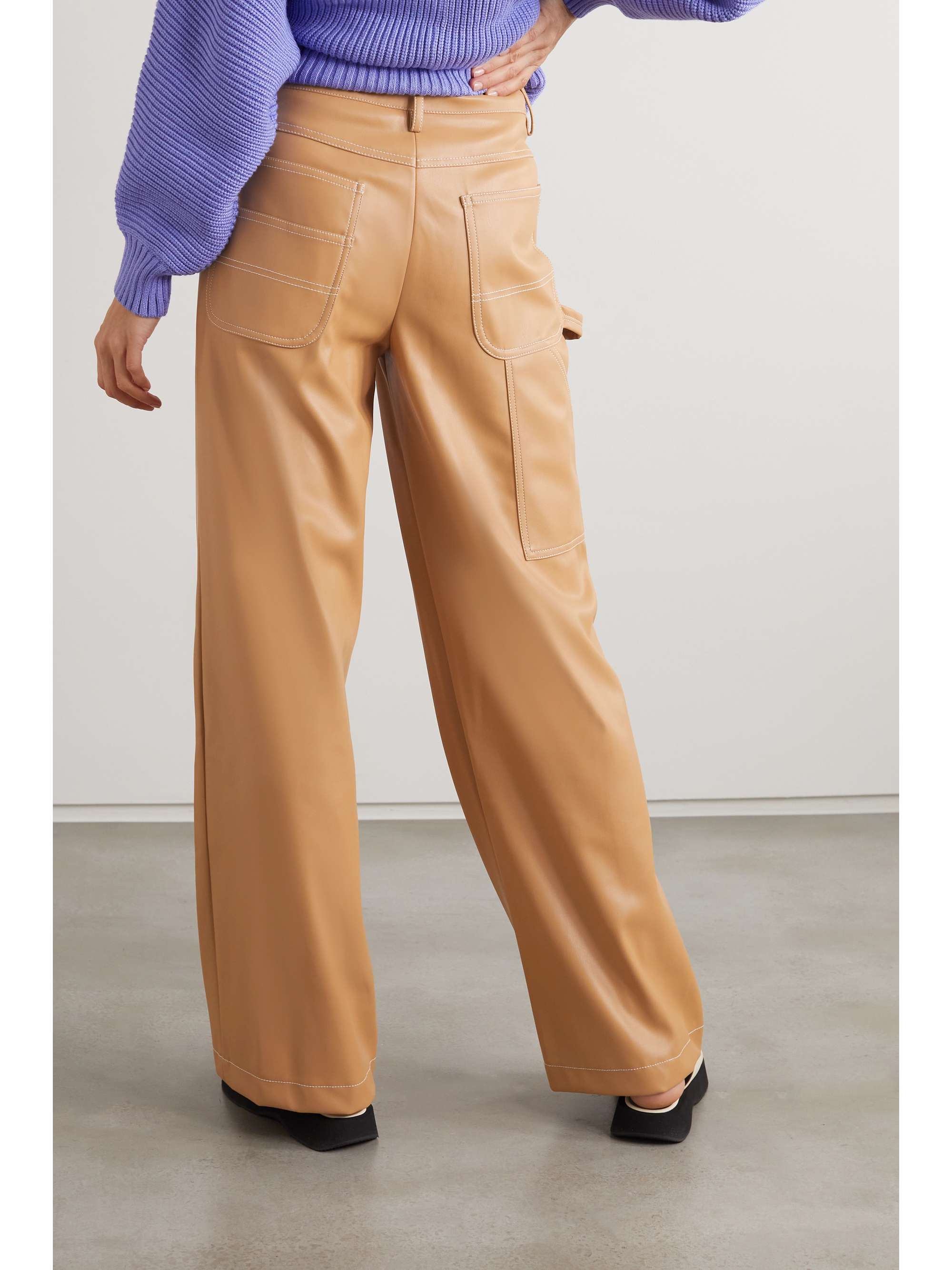 STAUD Domino vegan leather straight-leg pants