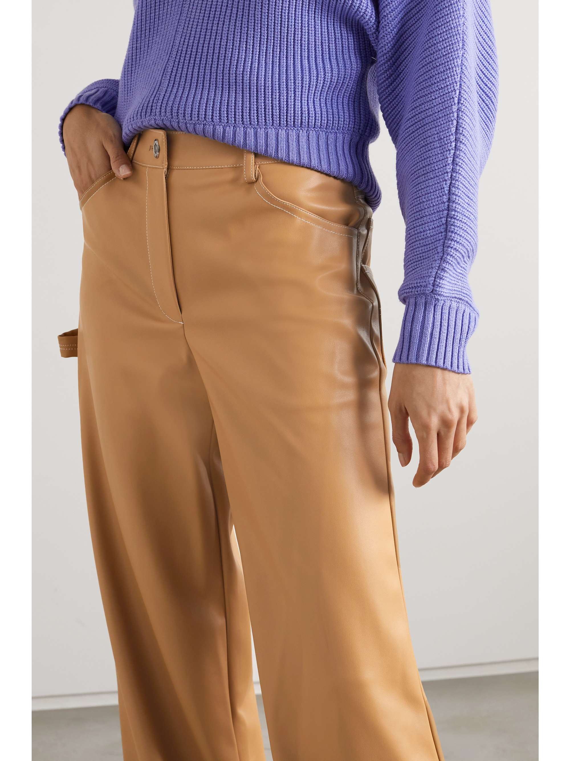 STAUD Domino vegan leather straight-leg pants