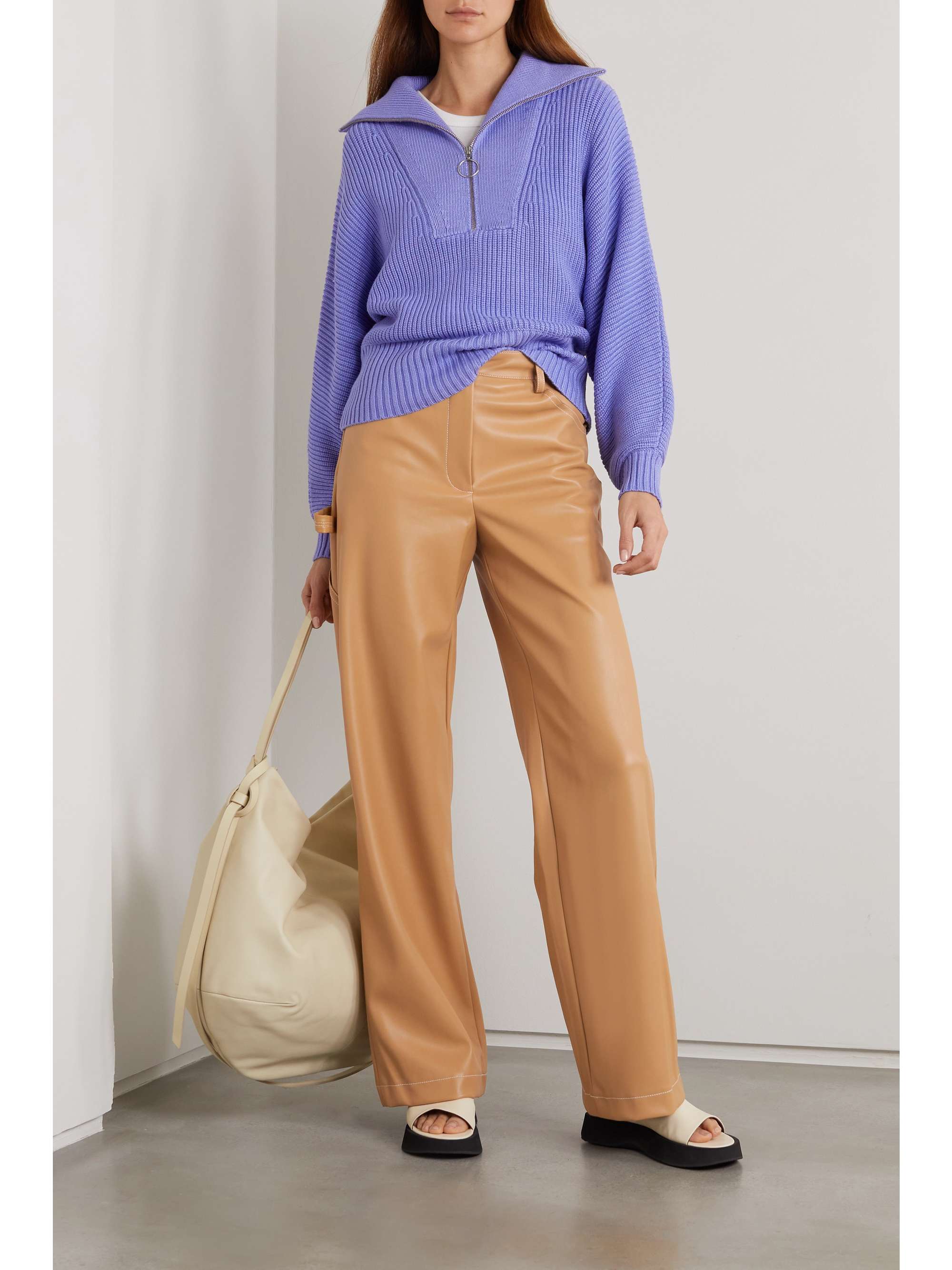 STAUD Domino vegan leather straight-leg pants