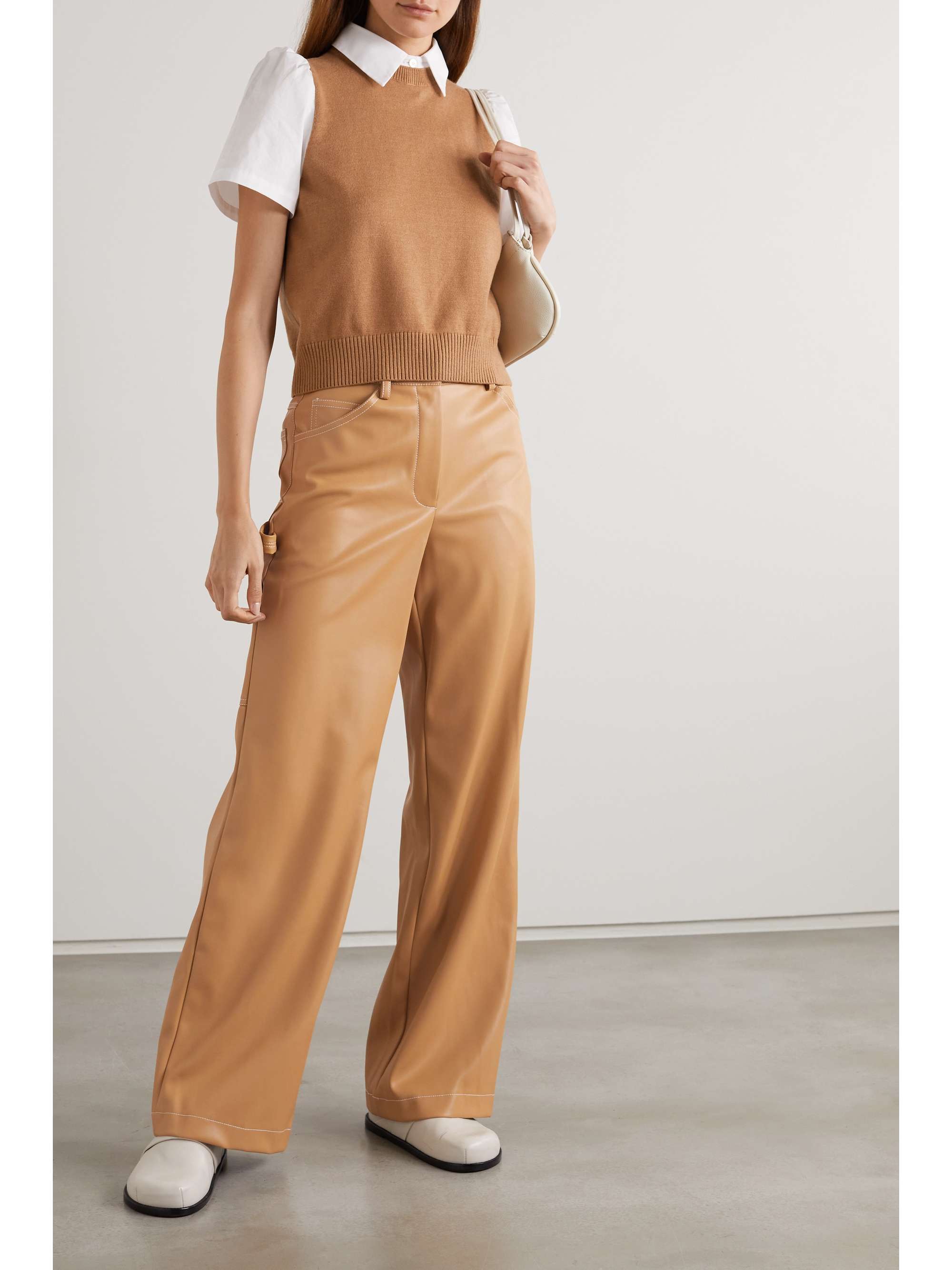 STAUD Domino vegan leather straight-leg pants