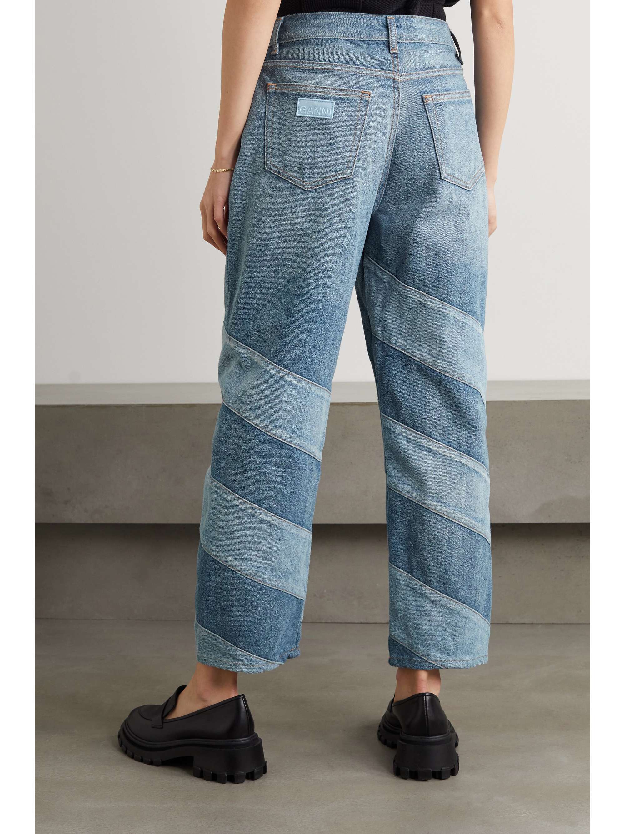 patchwork high-rise straight-leg 