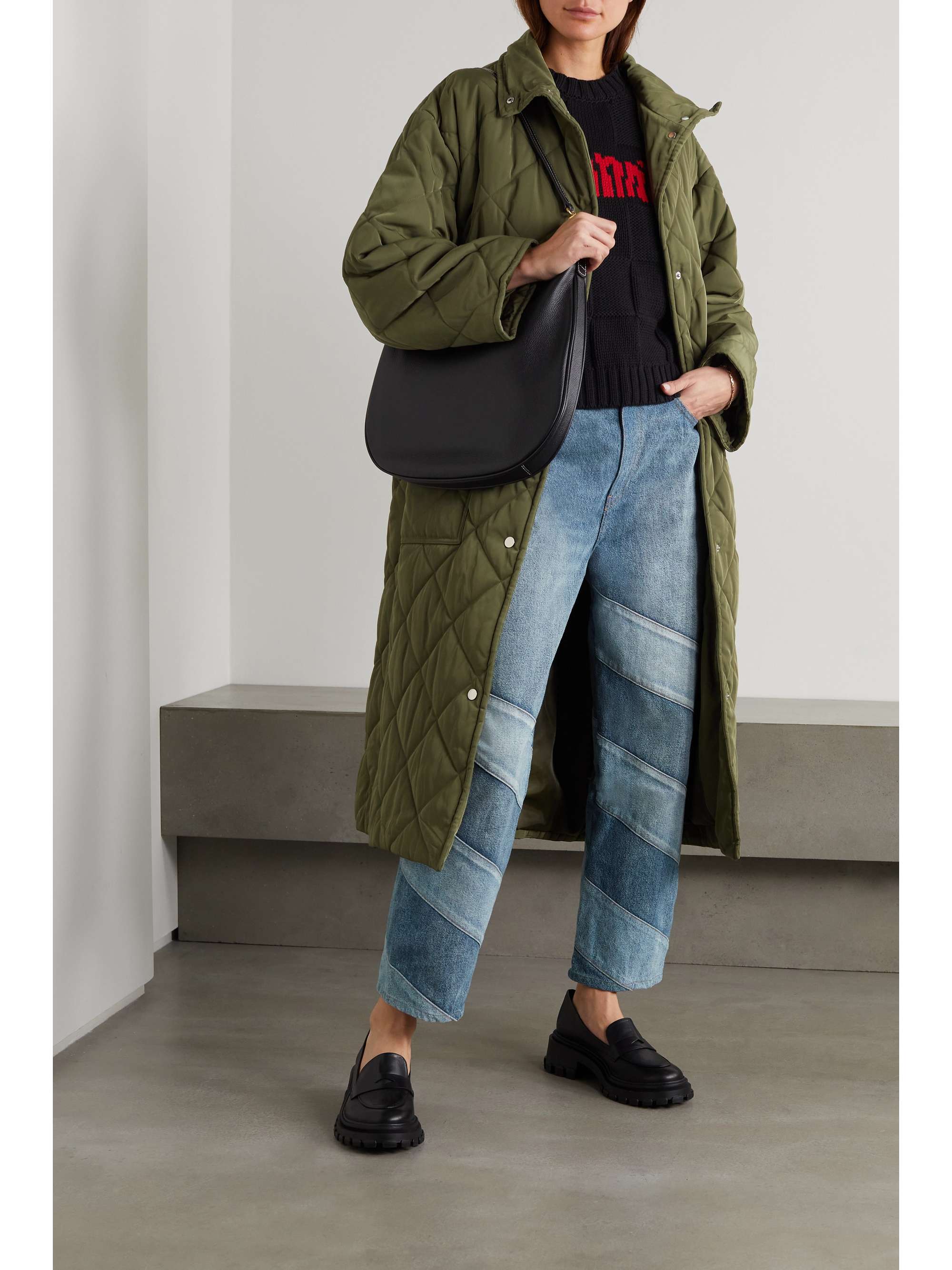 Mid denim + NET SUSTAIN patchwork high 