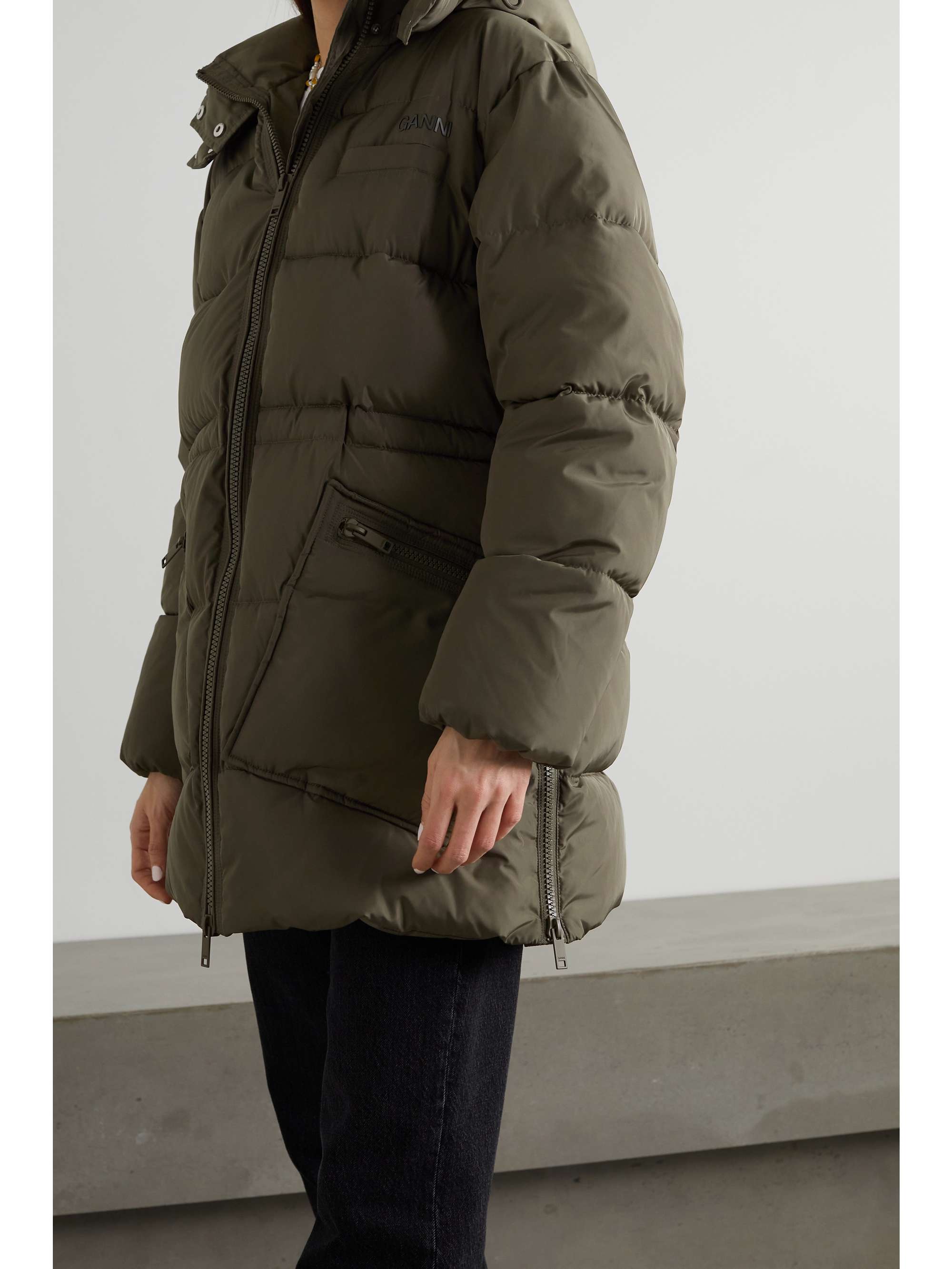 ganni quilted shell jacket