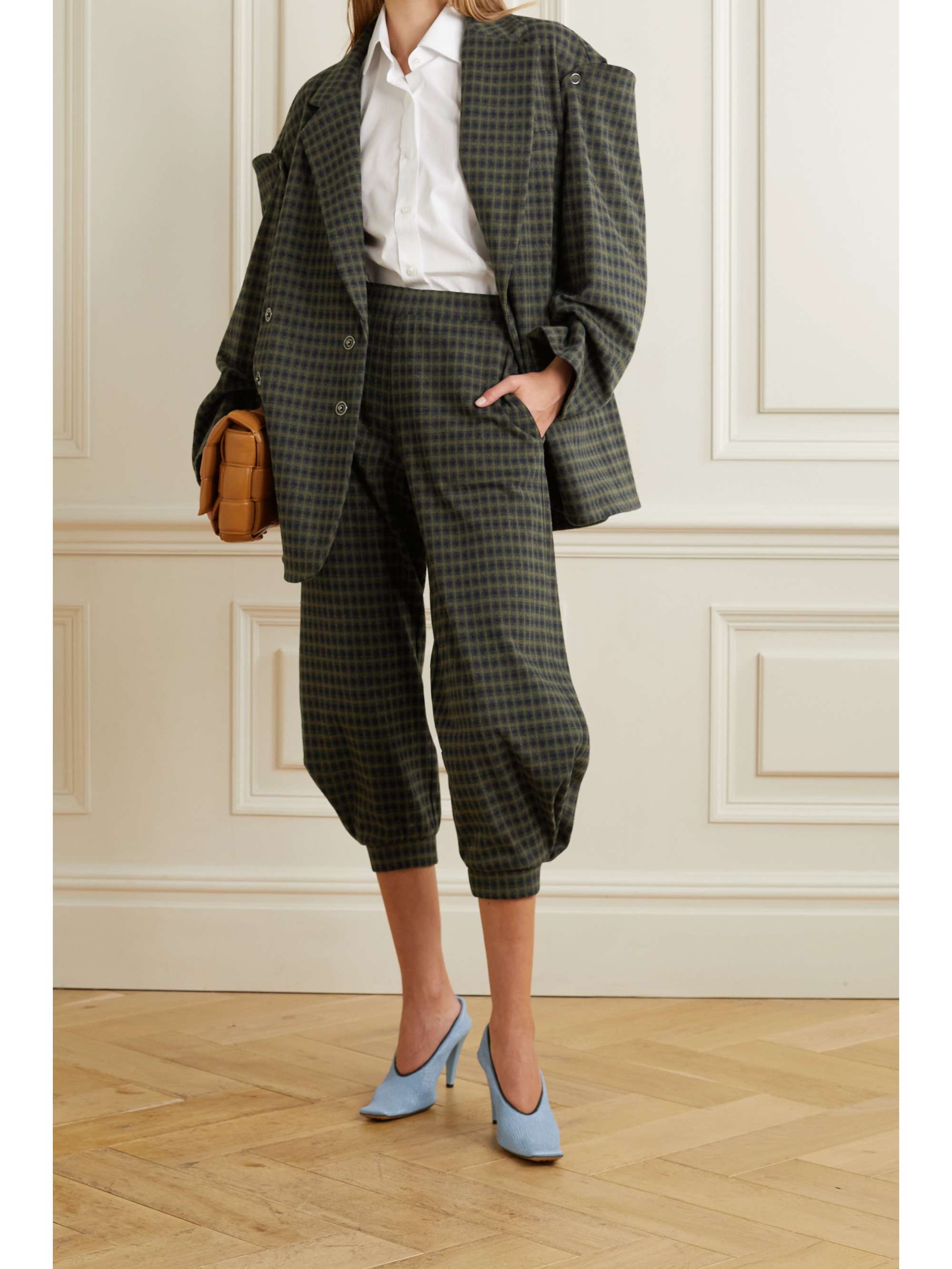 Dark gray Kat cropped checked flannel 