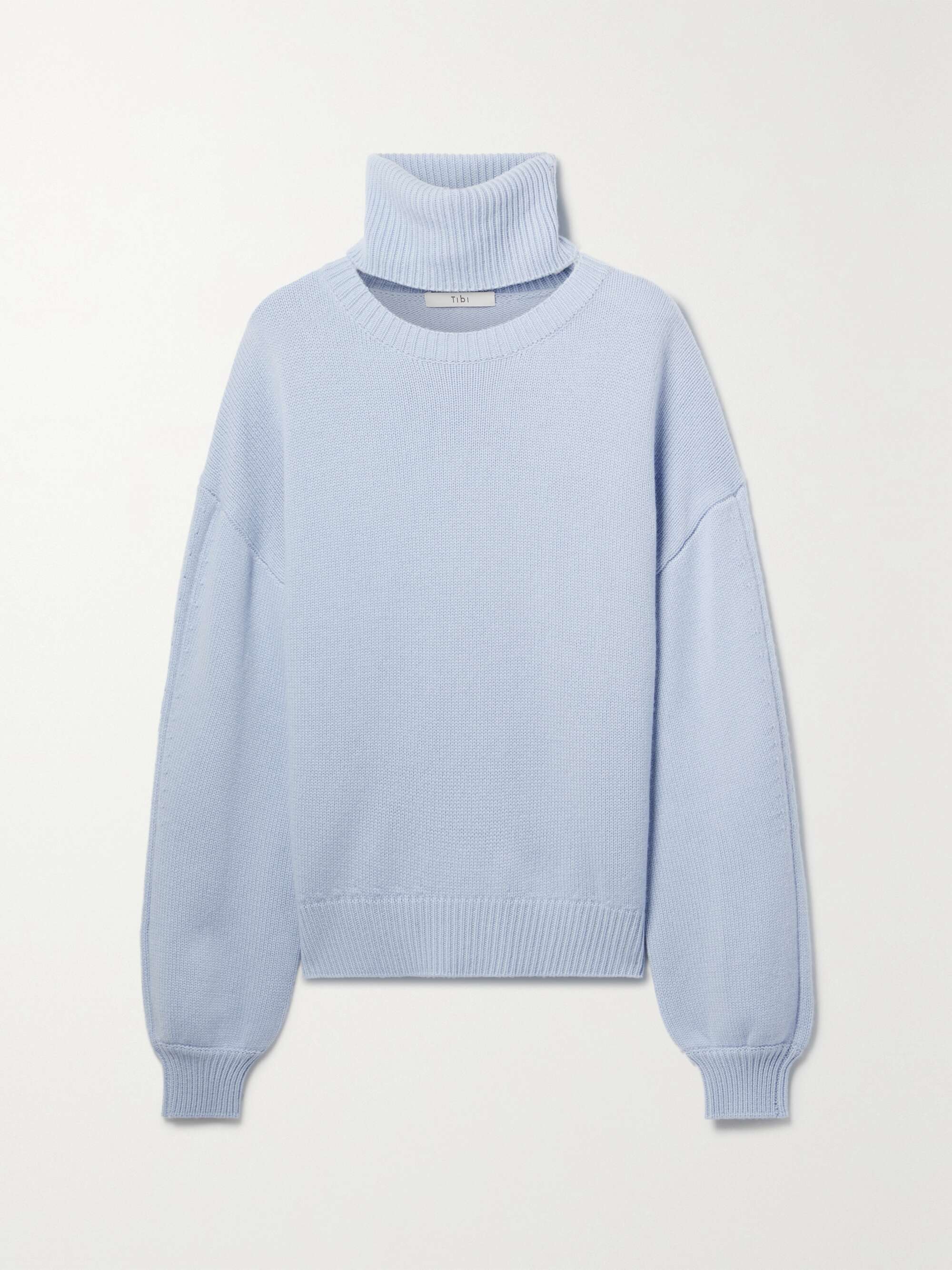 pale blue turtleneck