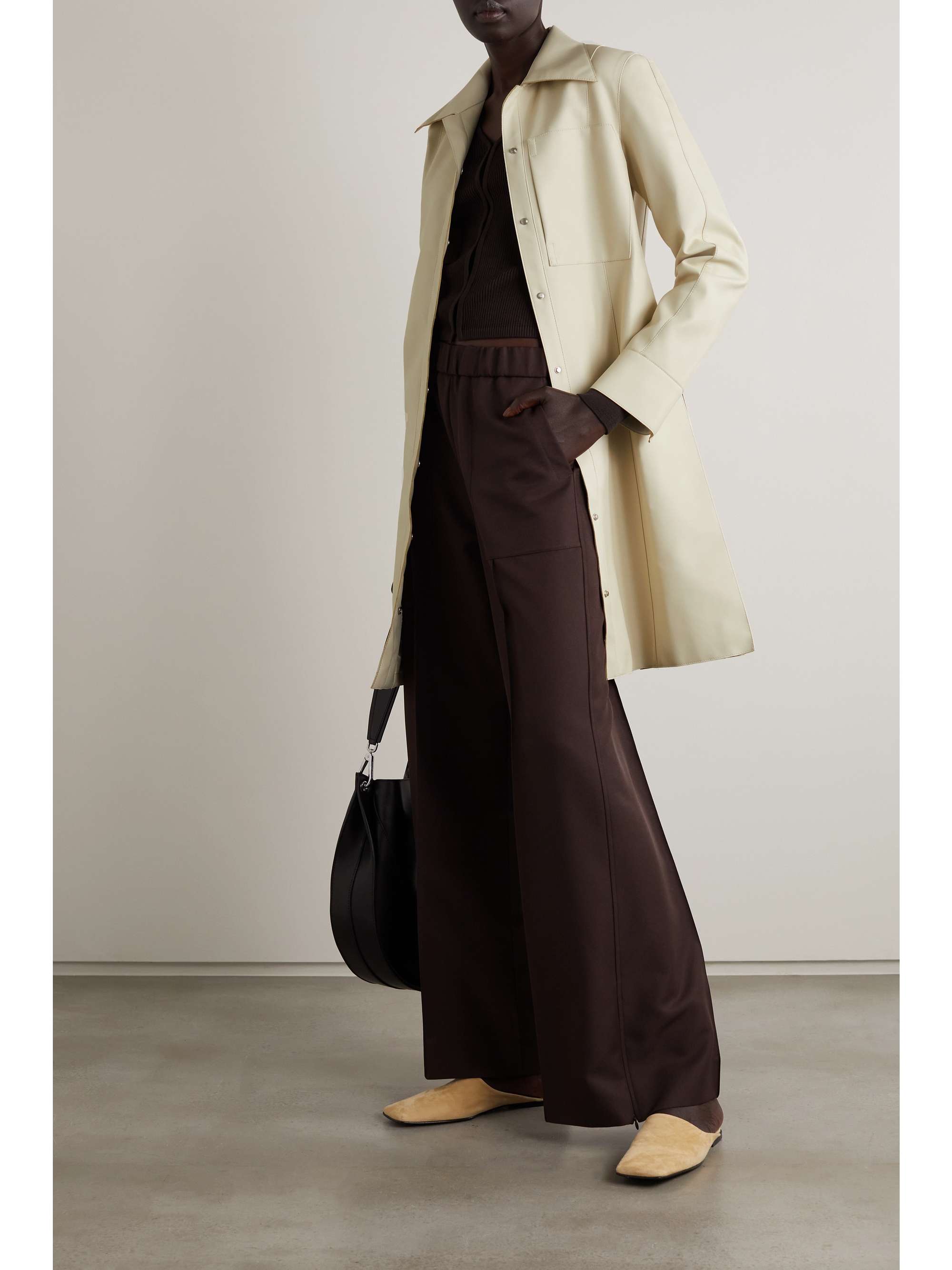 Ivory Faux leather shirt dress | LOW 