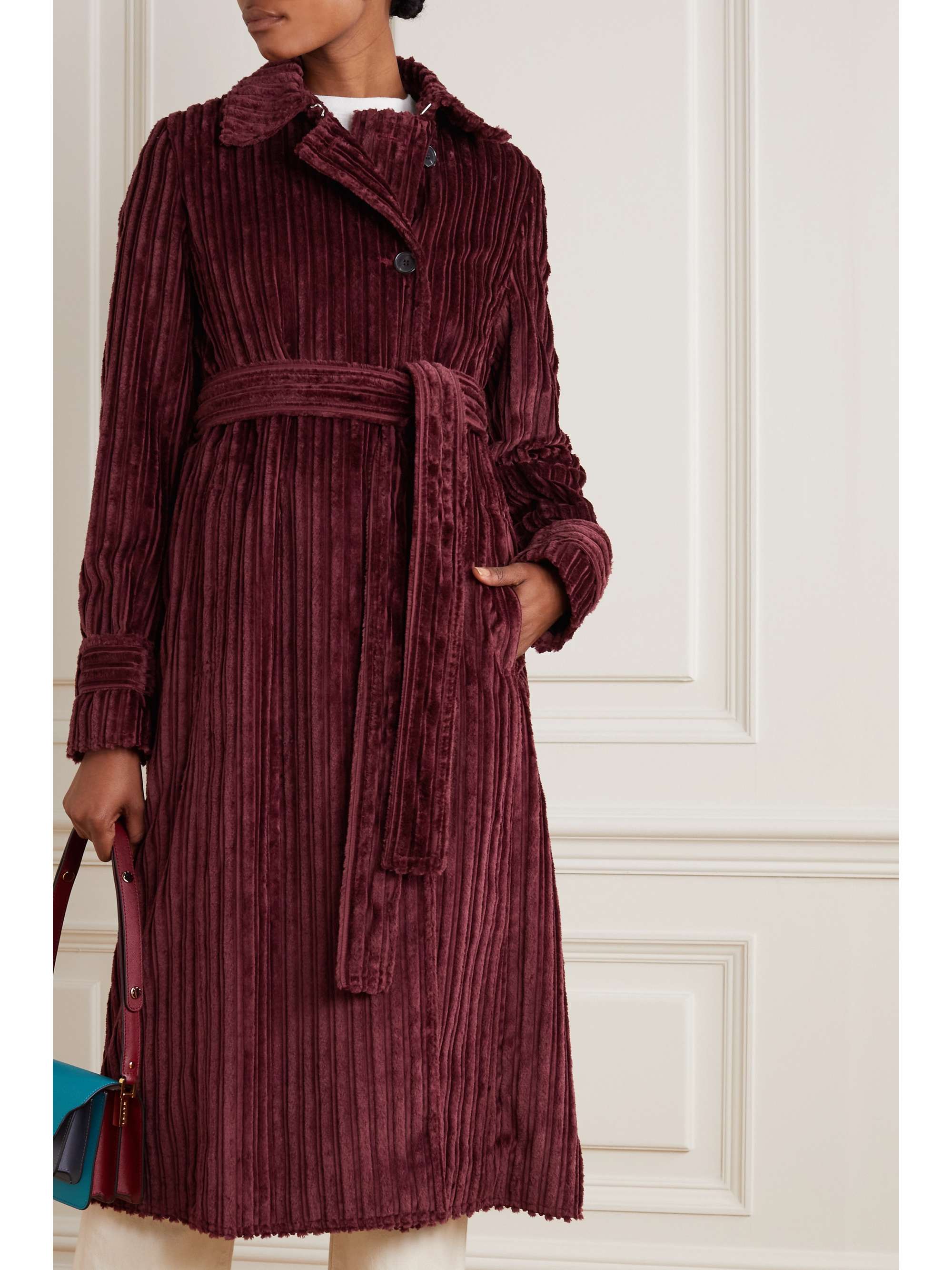VICTORIA, VICTORIA BECKHAM Belted cotton-corduroy coat
