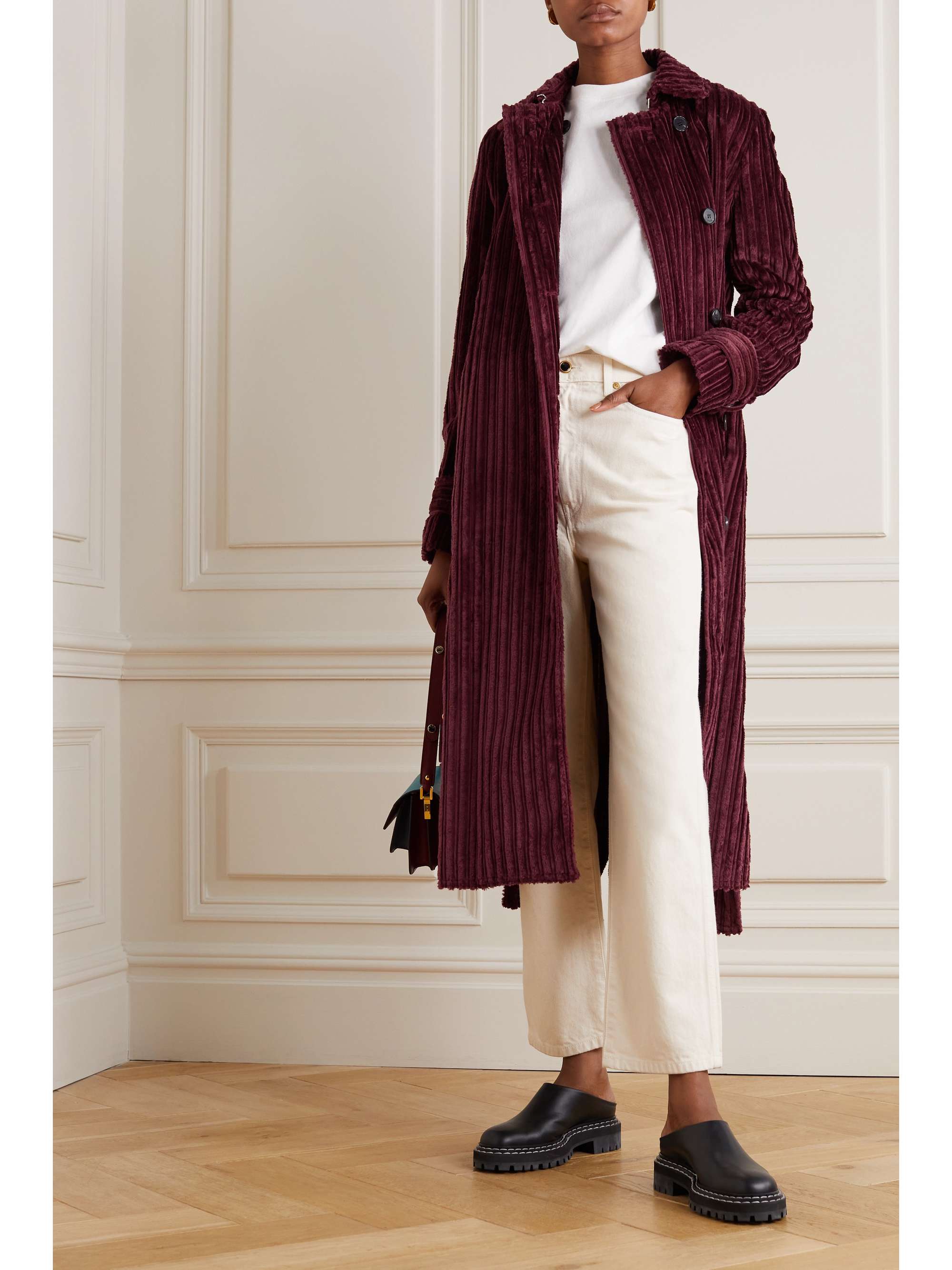 VICTORIA, VICTORIA BECKHAM Belted cotton-corduroy coat