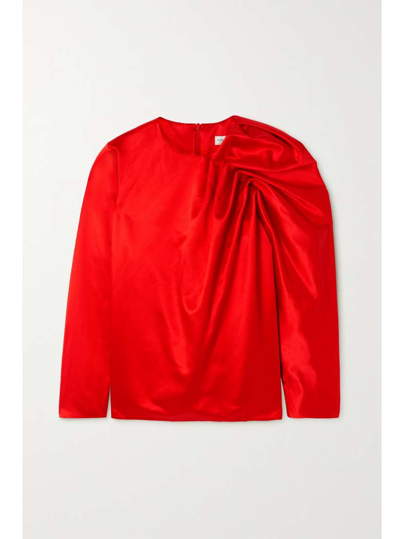 Dries Van Noten Gathered Cotton And Silk-blend Satin Top