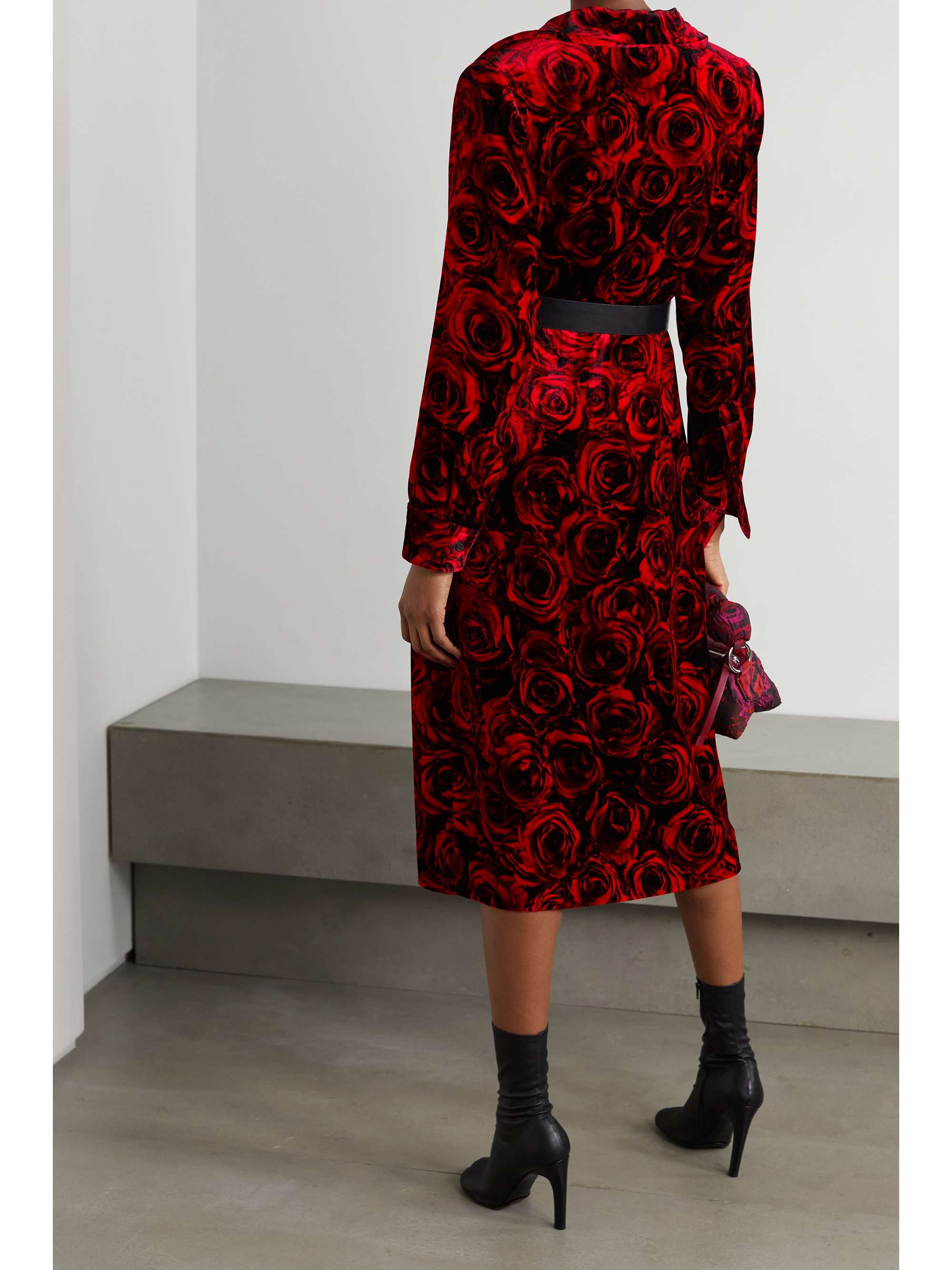 DRIES VAN NOTEN Floral-print velvet midi dress | NET-A-PORTER