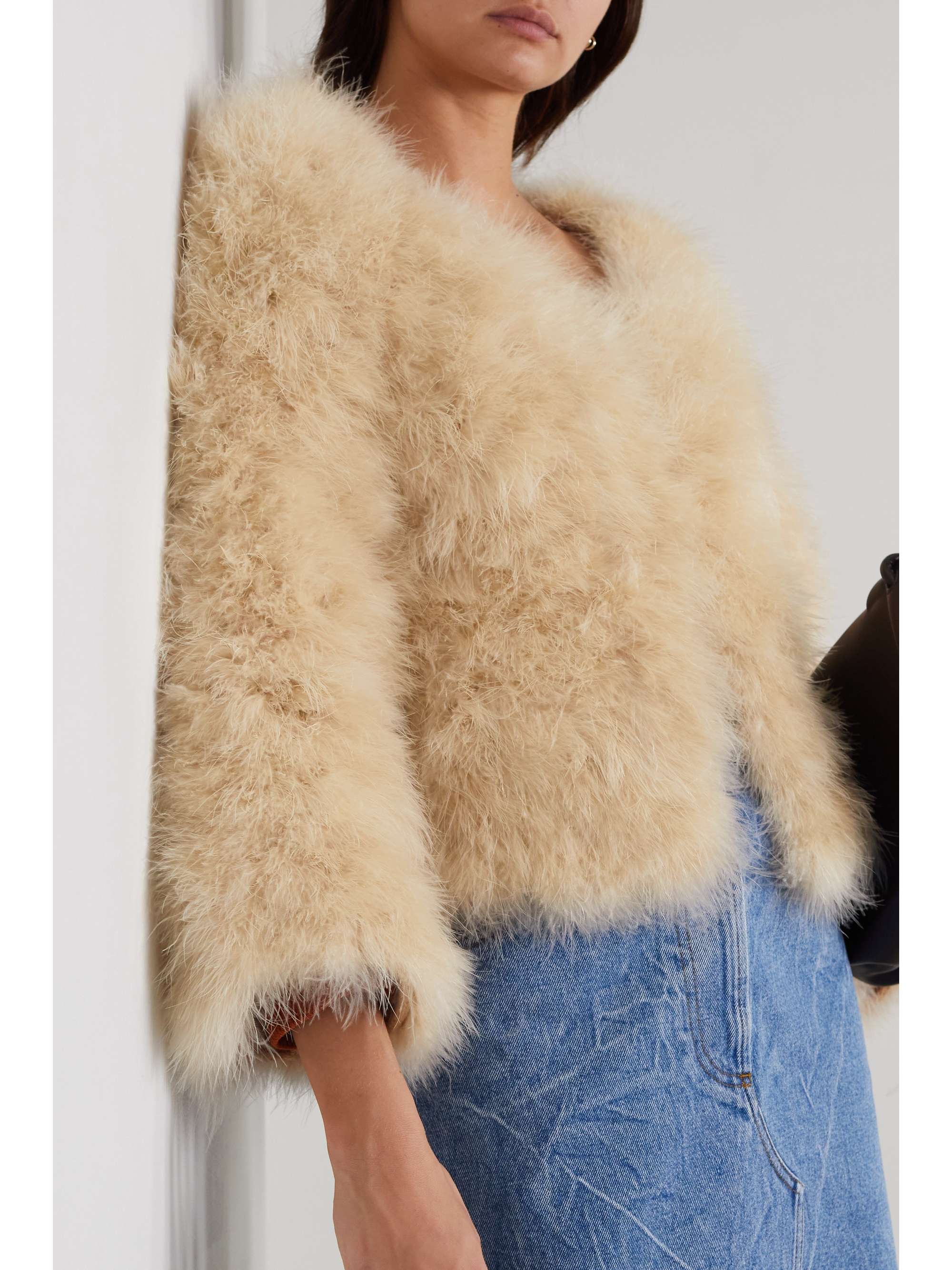DRIES VAN NOTEN Feathered wool-jersey jacket