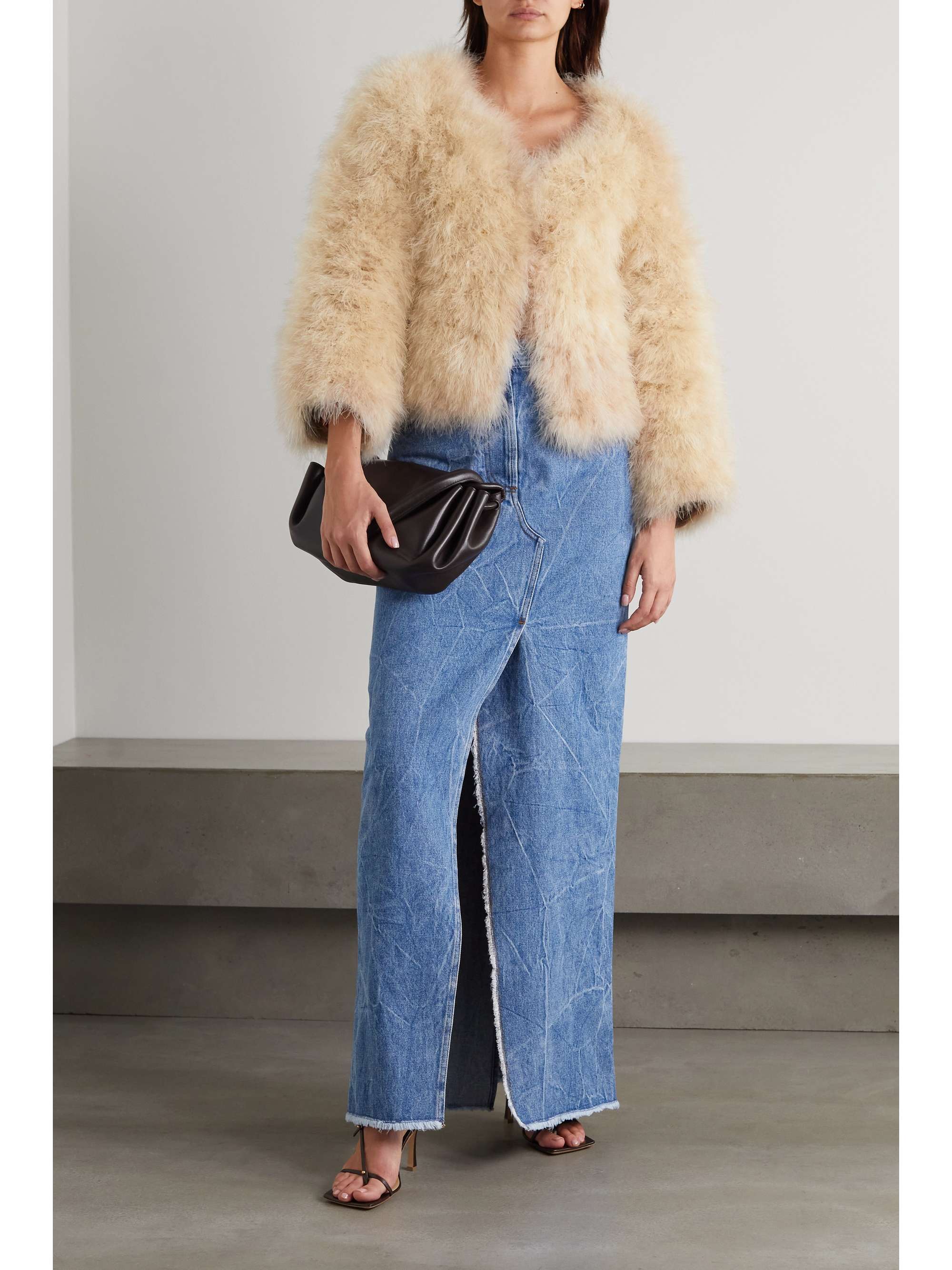 DRIES VAN NOTEN Feathered wool-jersey jacket